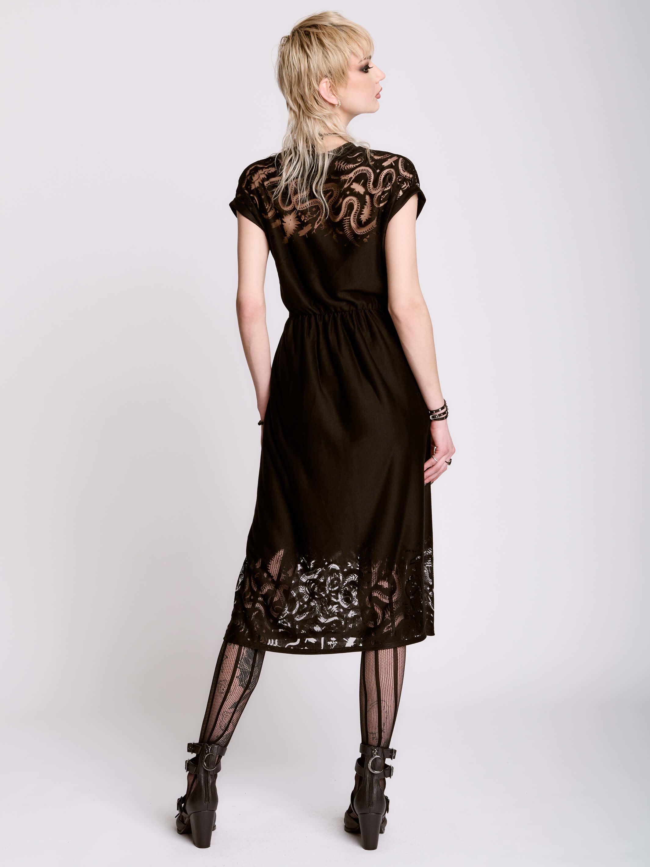 BURNOUT SNAKE BABYDOLL DRESS