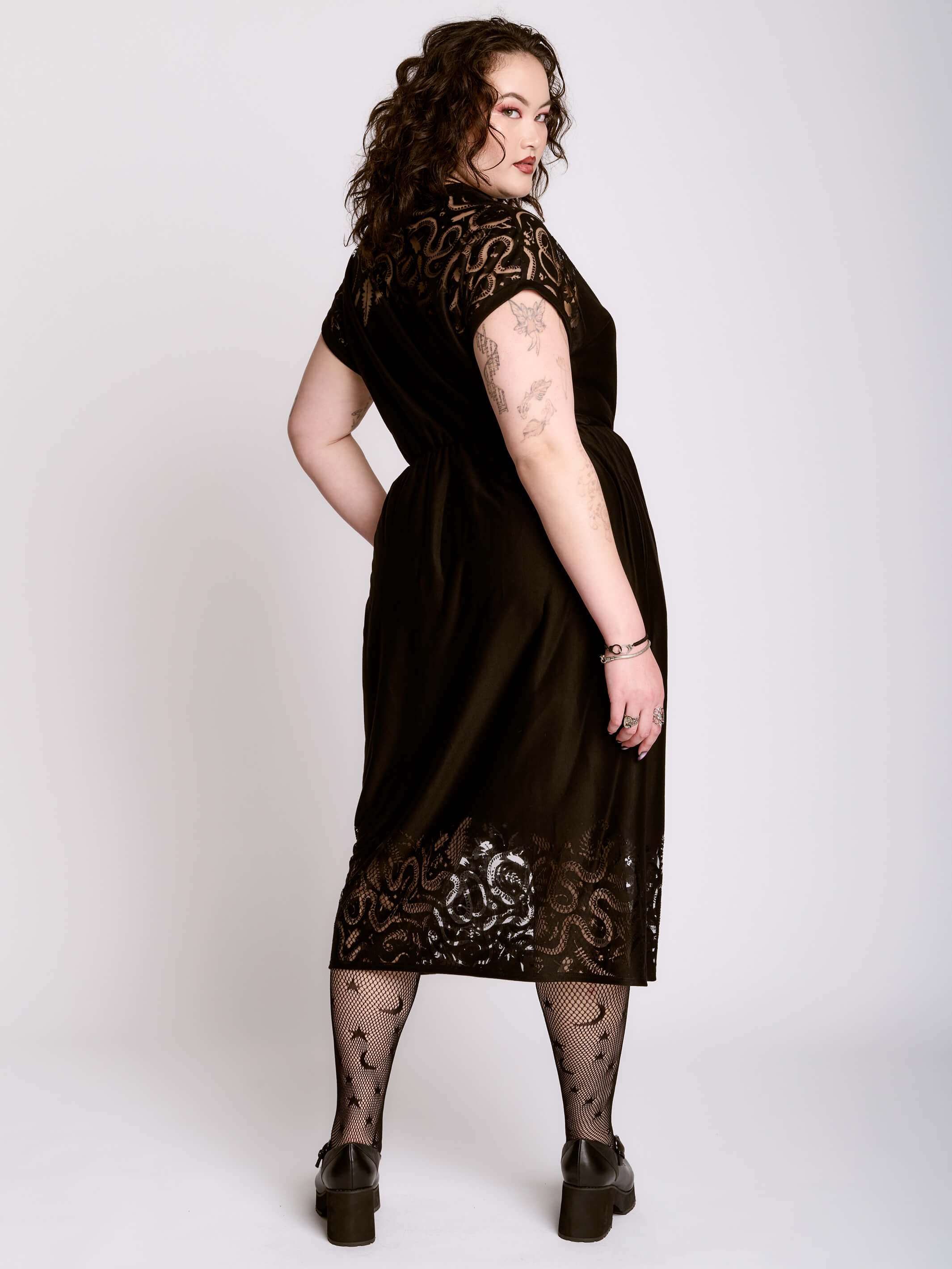 BURNOUT SNAKE BABYDOLL DRESS