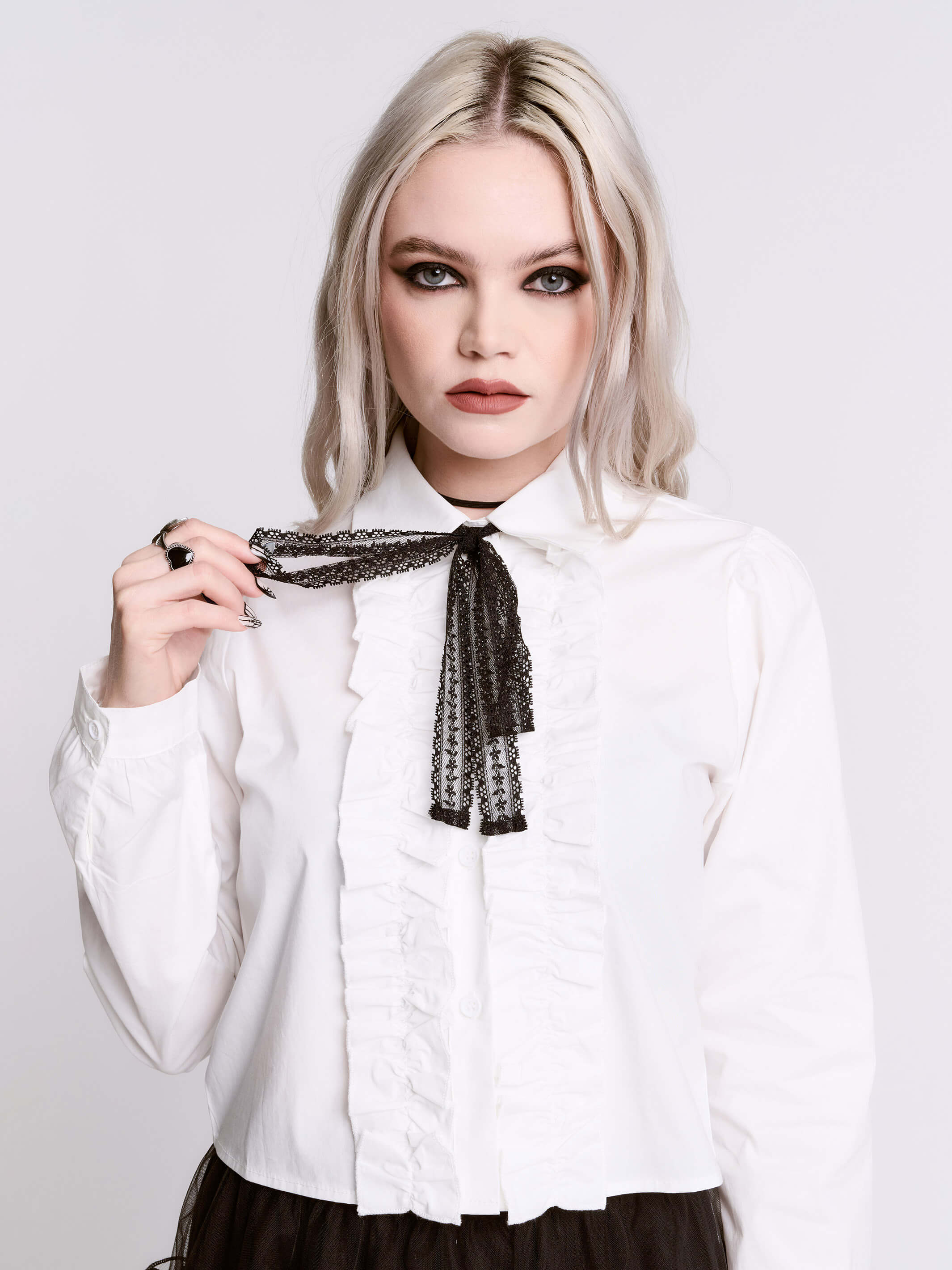 ruffle cropped shirt