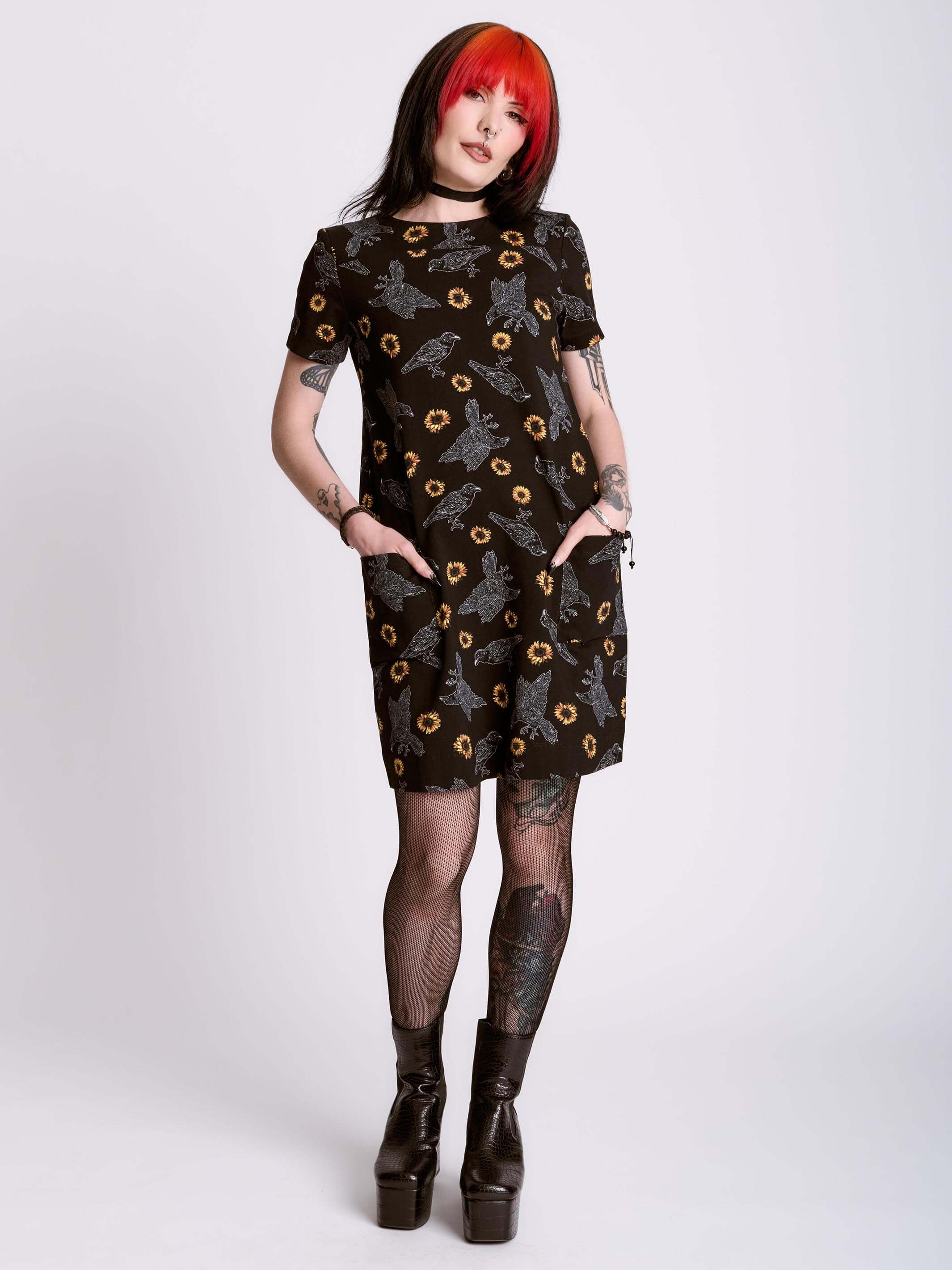 Dark Sunflower Shift Dress