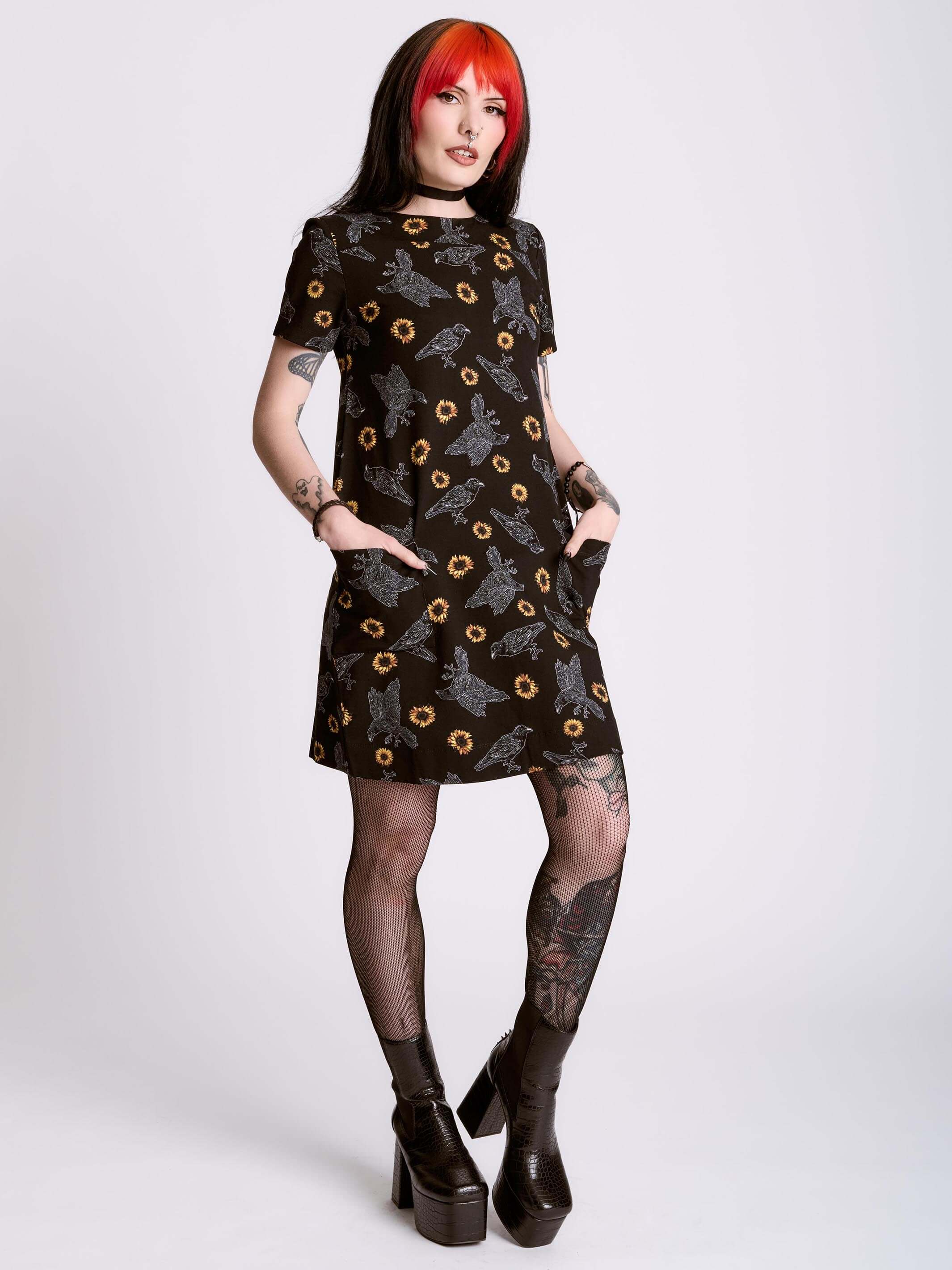 Dark Sunflower Shift Dress