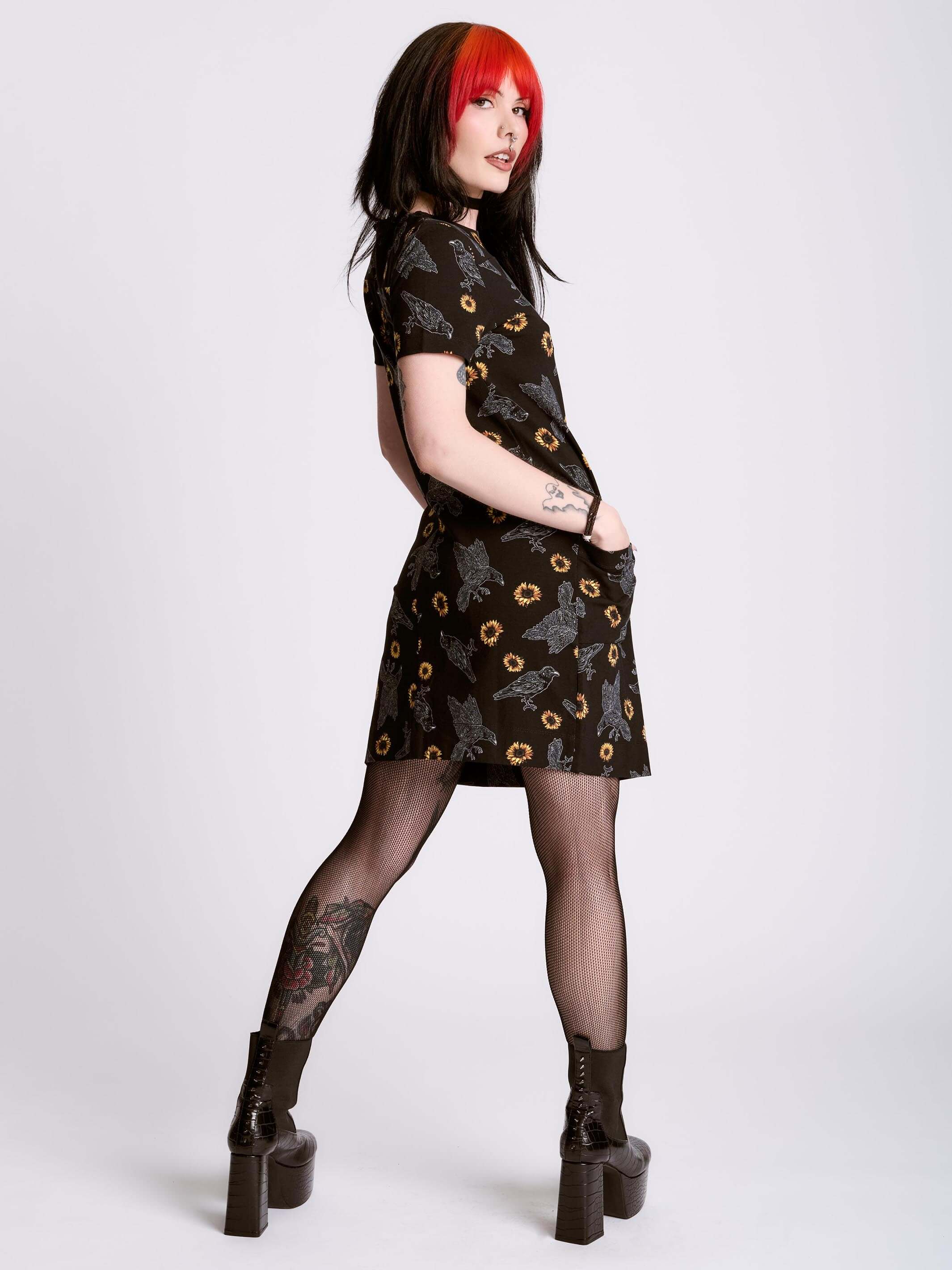 Dark Sunflower Shift Dress