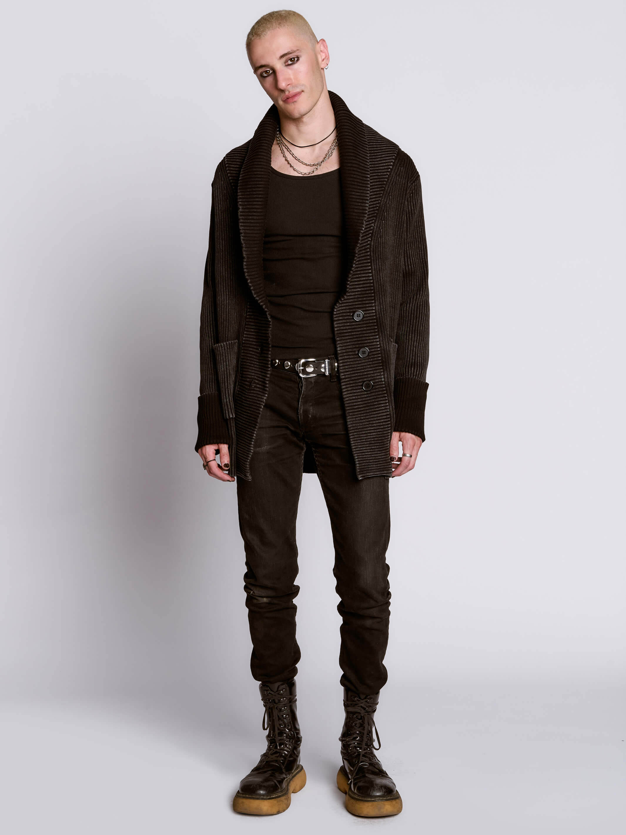 Distressed Rib Cardigan