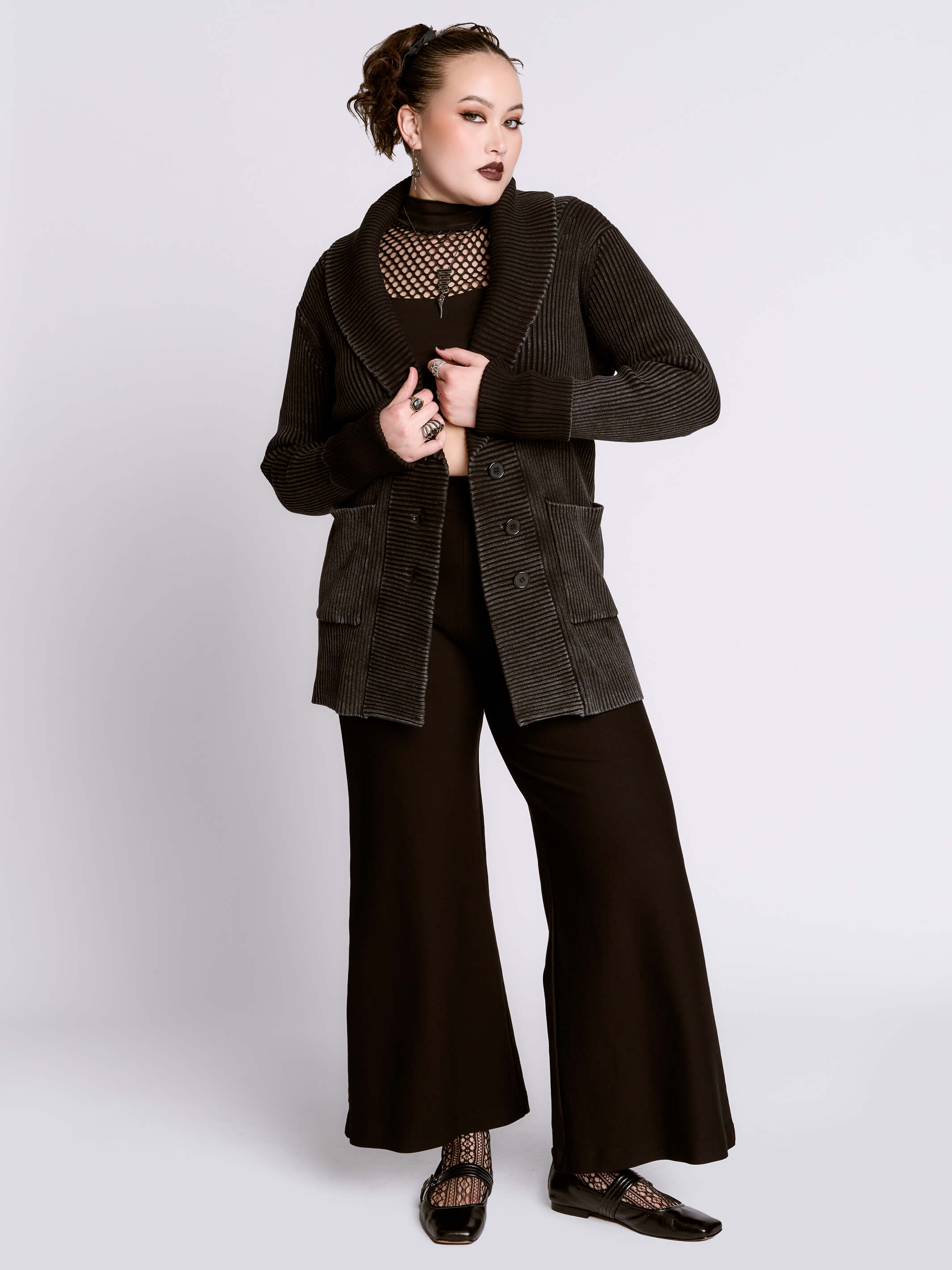 Distressed Rib Cardigan