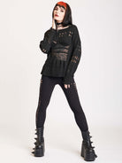 Black Sweater with drop stitch details