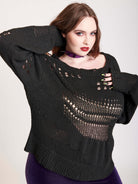 Black Sweater with drop stitch details