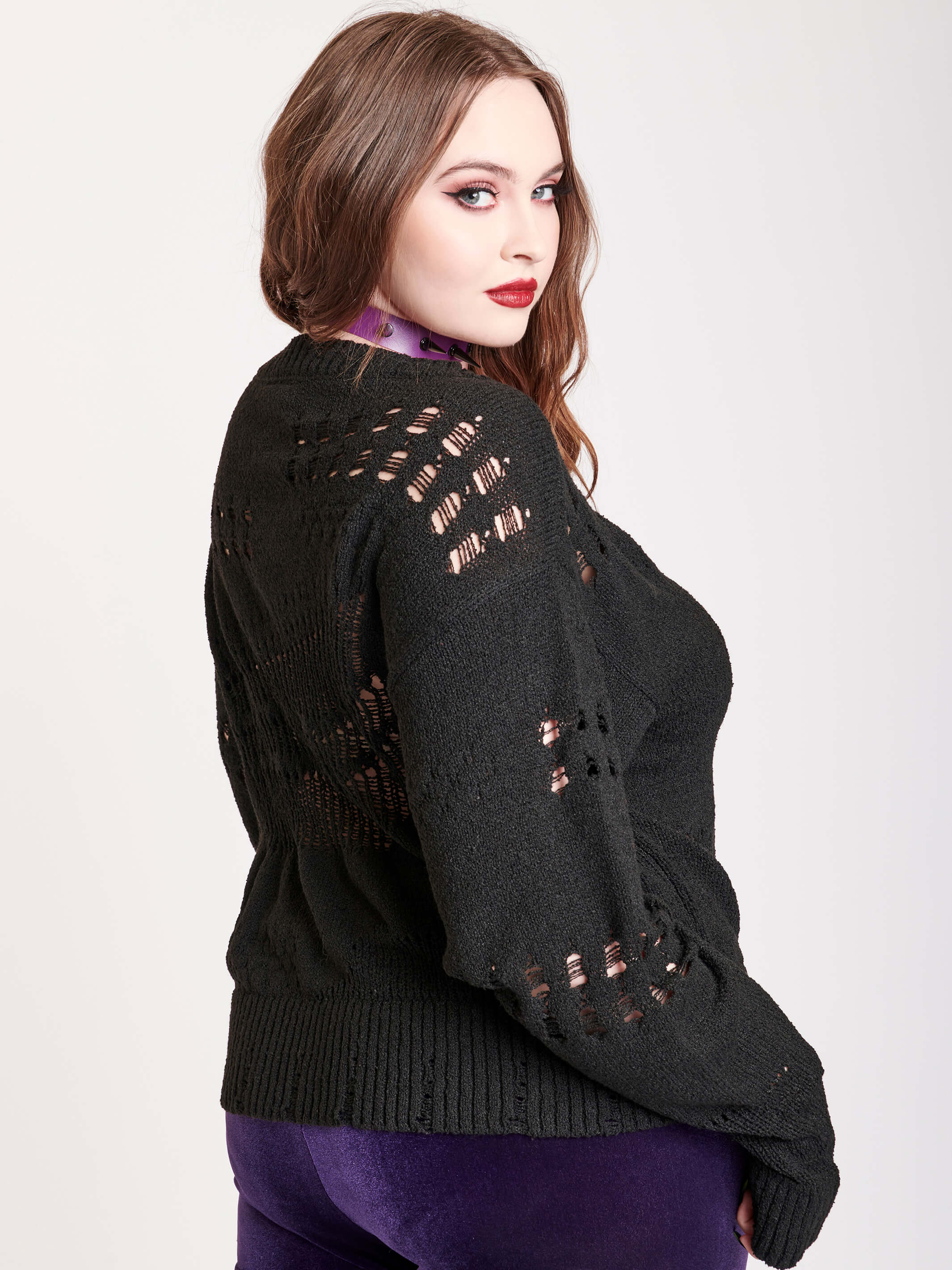 Black Sweater with drop stitch details