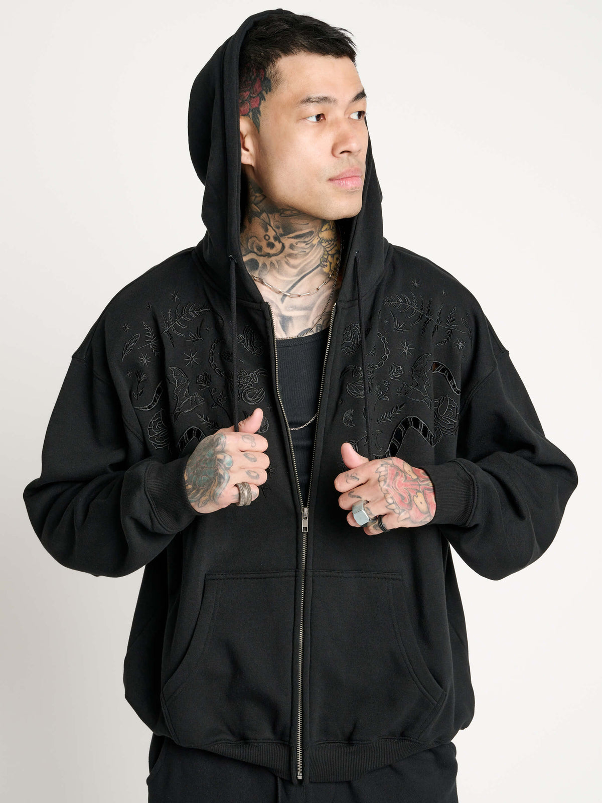 Embroidered Relics Zip Up Hoodie