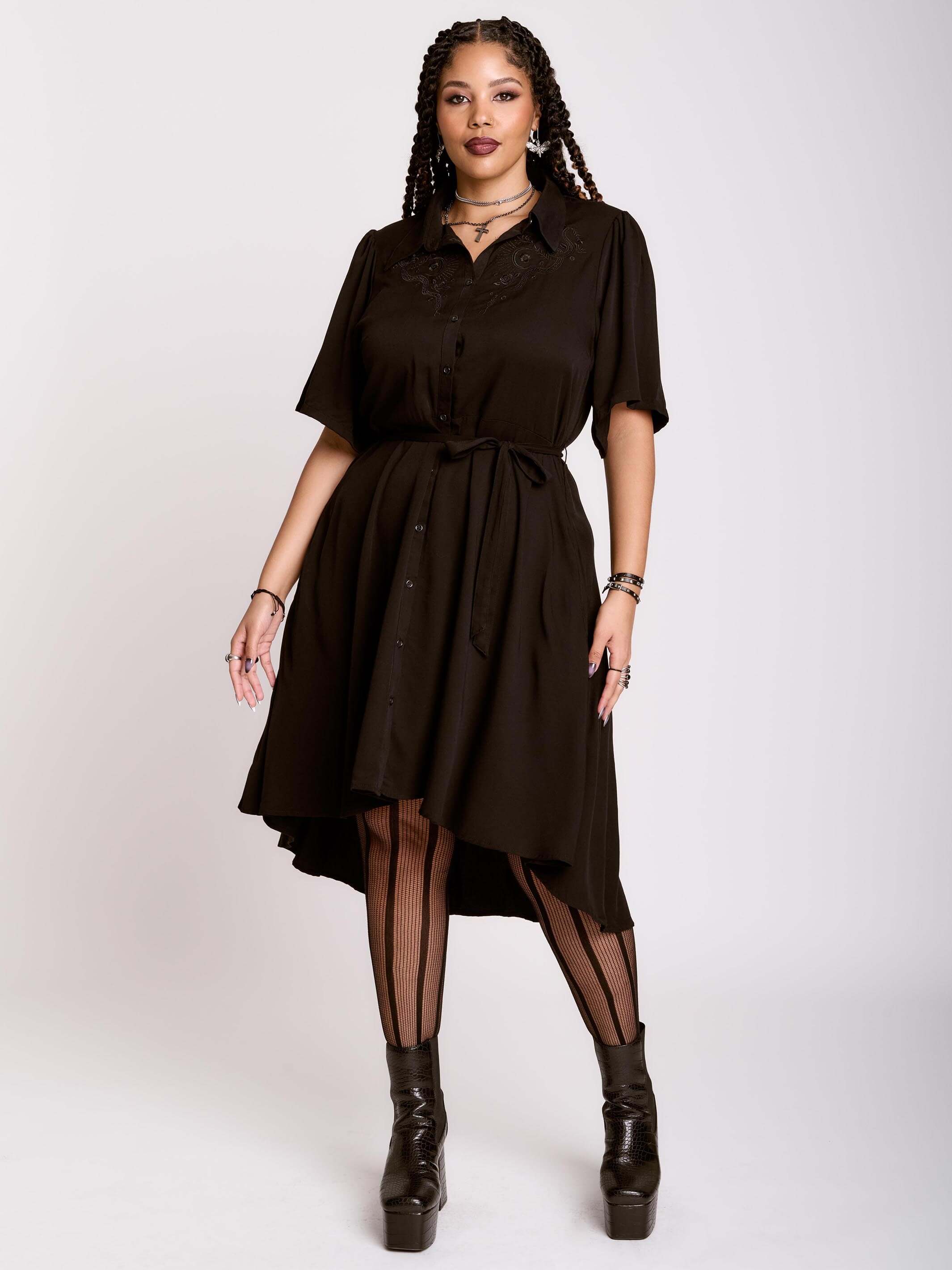 Embroidered Relics Short Sleeve Dress