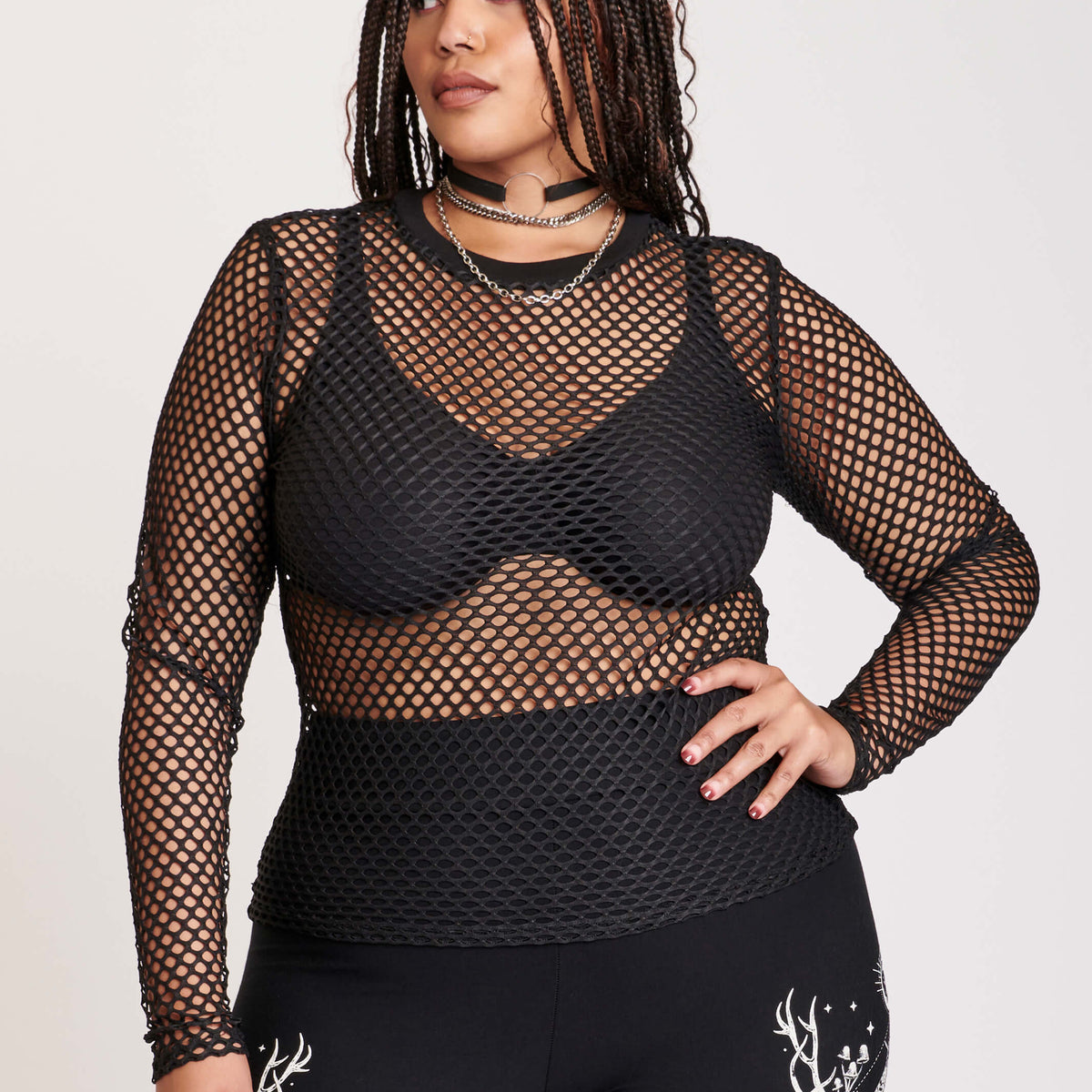 Plus Size 80s Fishnet Top Fishnet Shirt 80's 90's Goth Costume Men Medium
