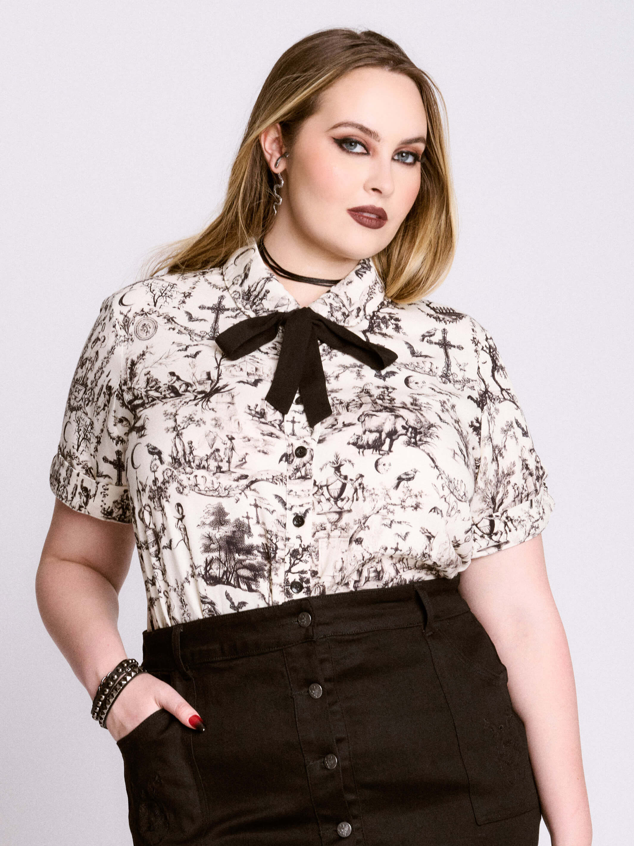 Gothic toile academia shirt