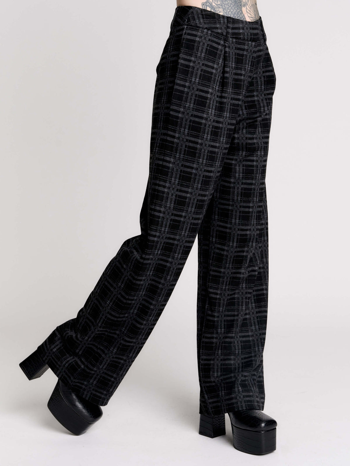 Grey Plaid Trouser
