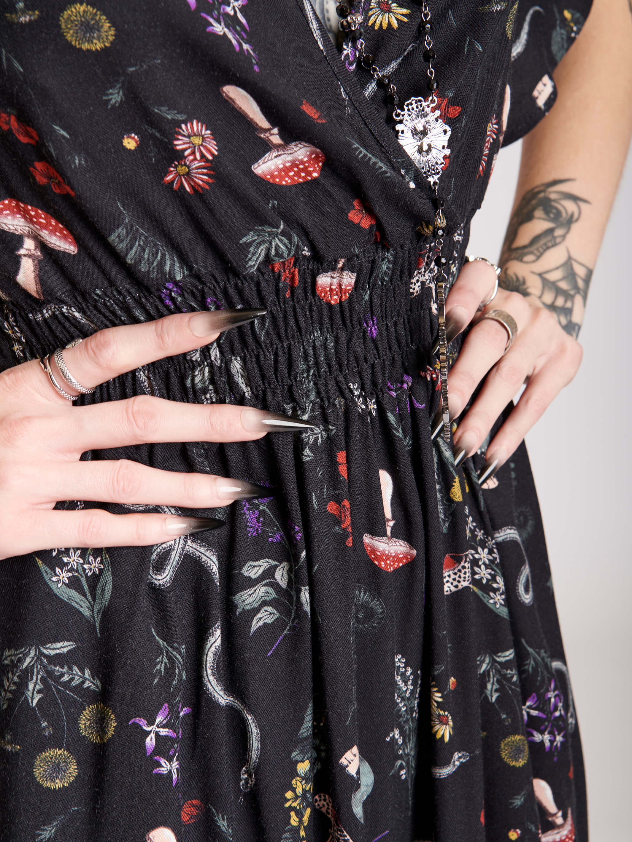 Midi dress with botanical print