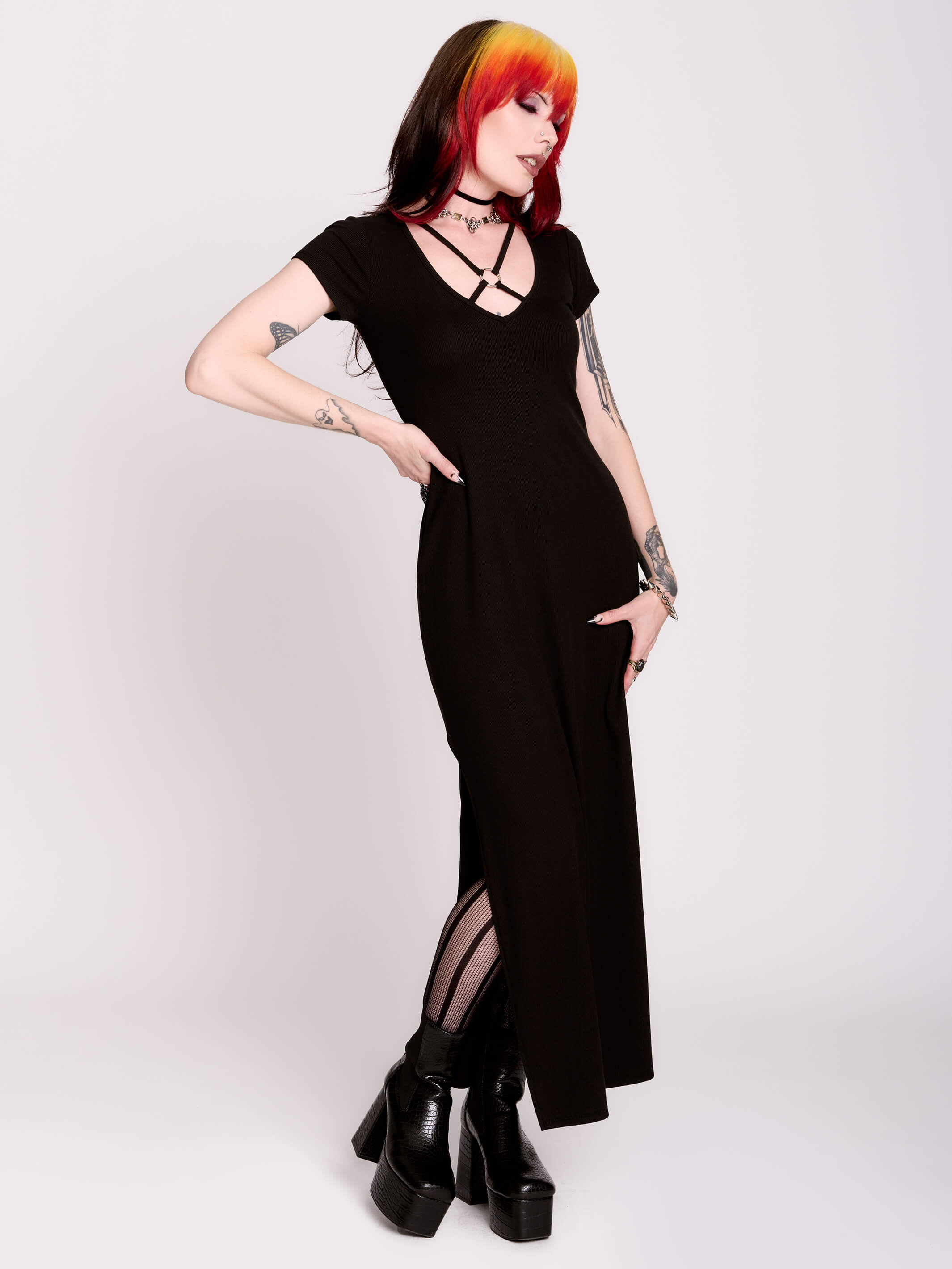 RIB O-RING MAXI dress