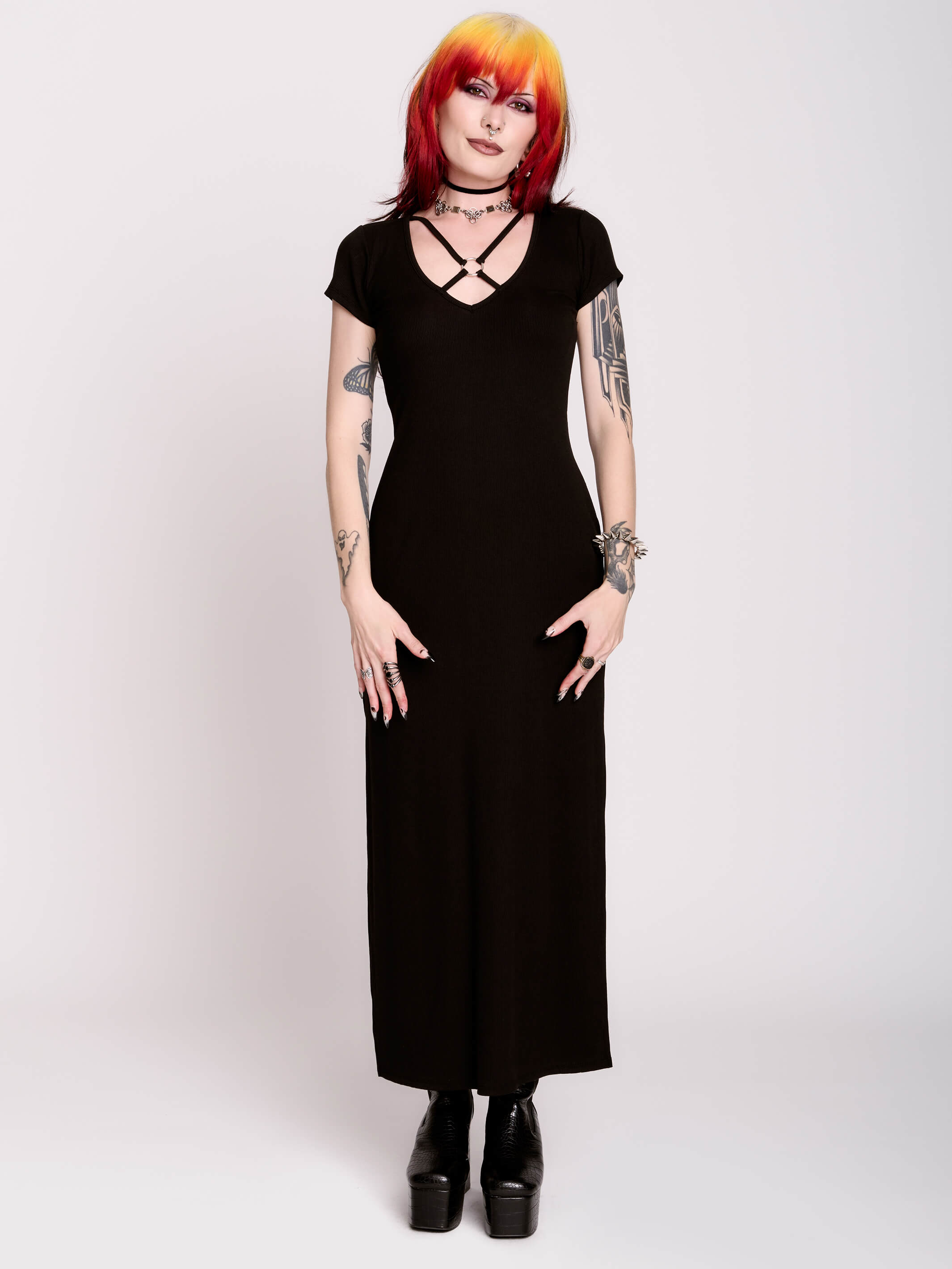 RIB O-RING MAXI dress