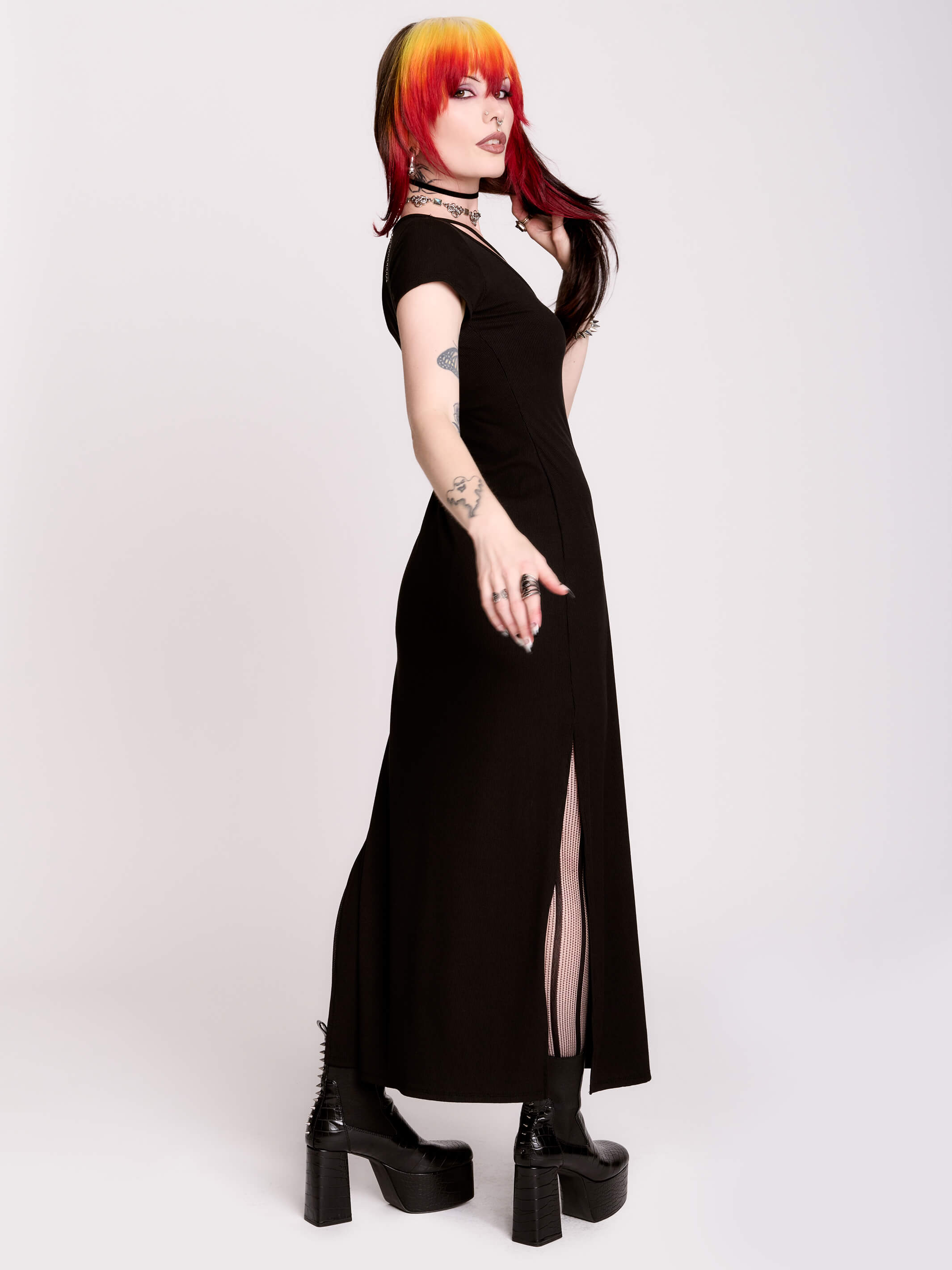 Rib O-Ring Maxi Dress