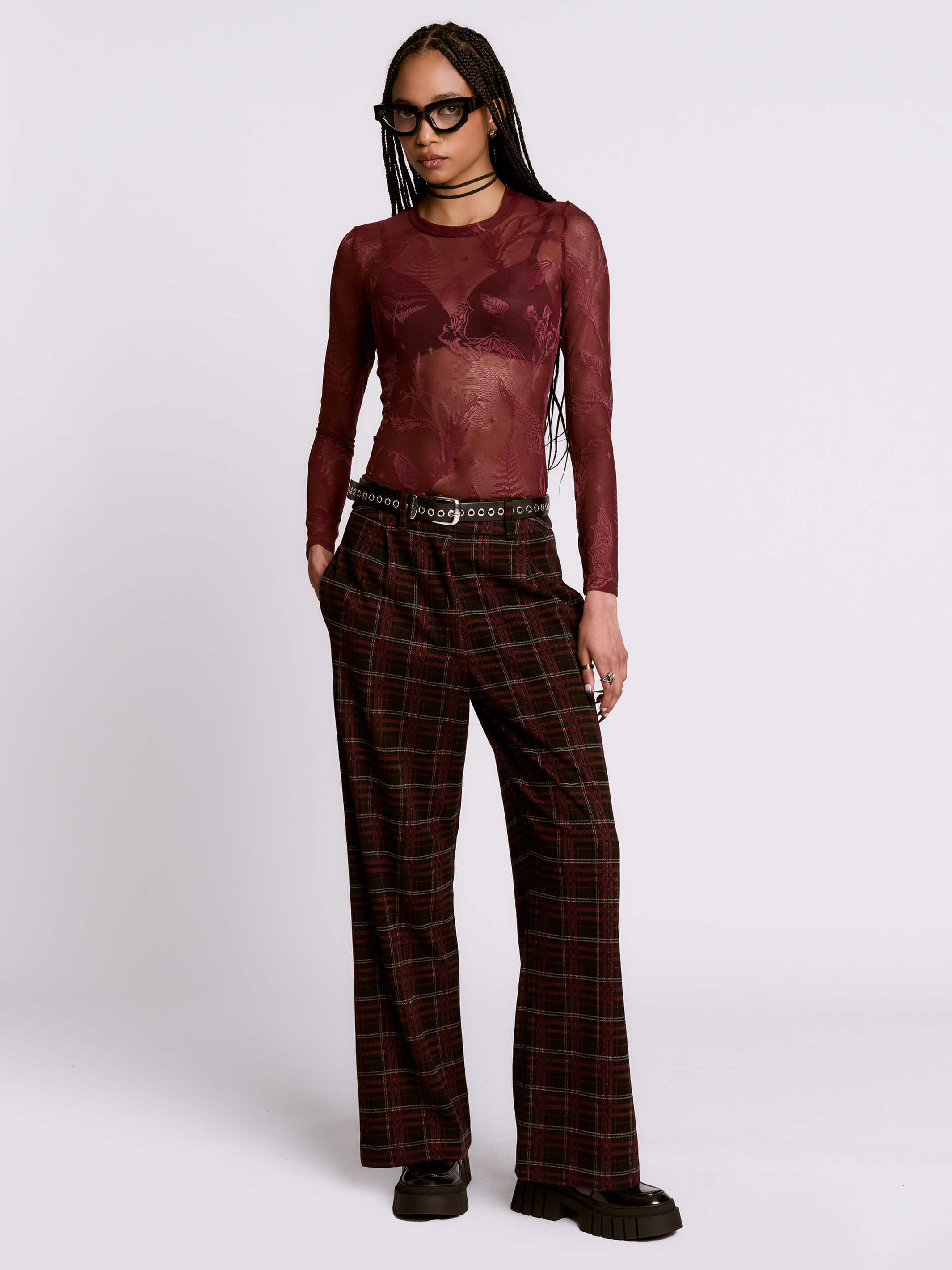 Oxblood Plaid Trouser
