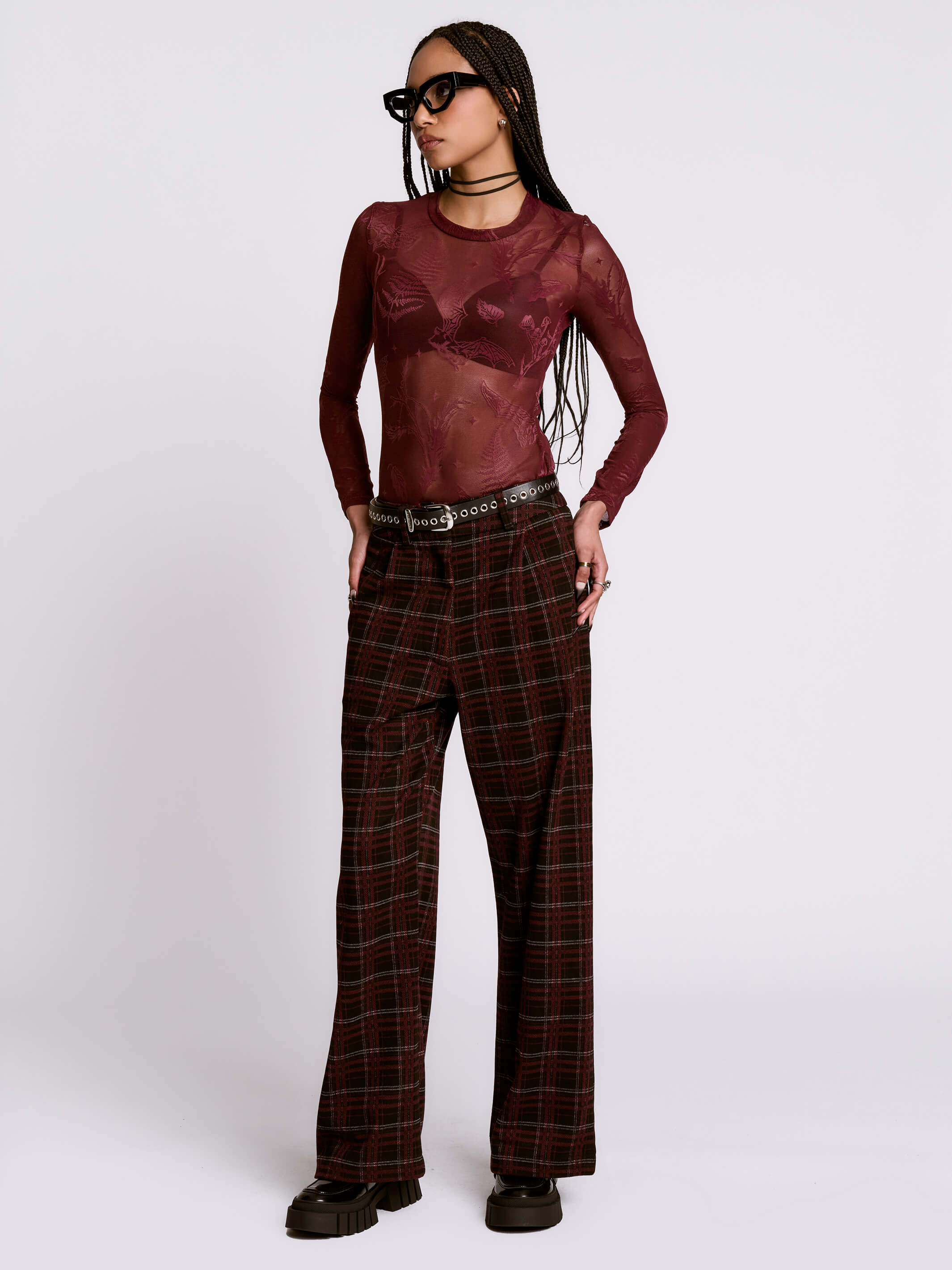 Oxblood Plaid Trouser