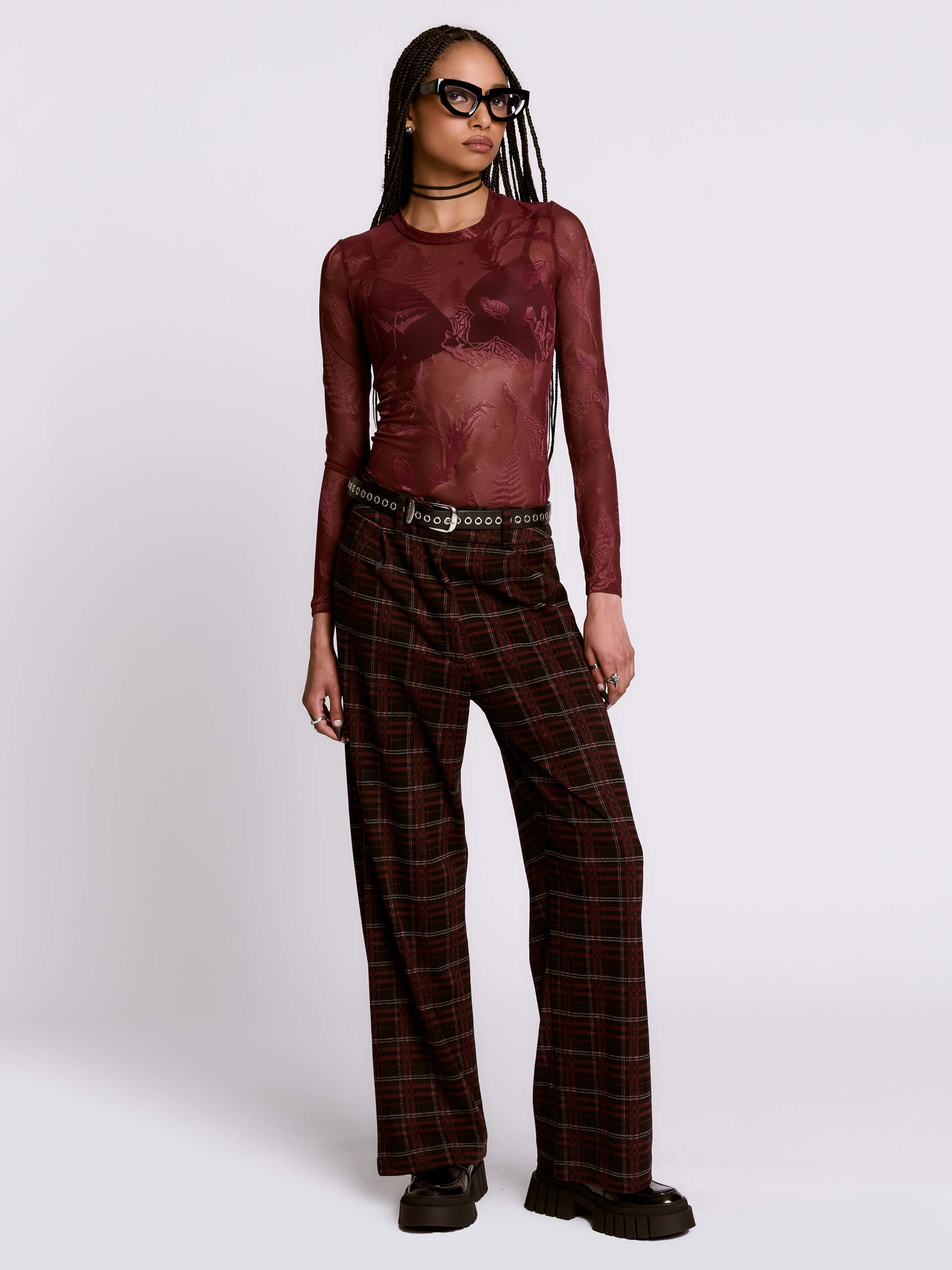 Oxblood Plaid Trouser