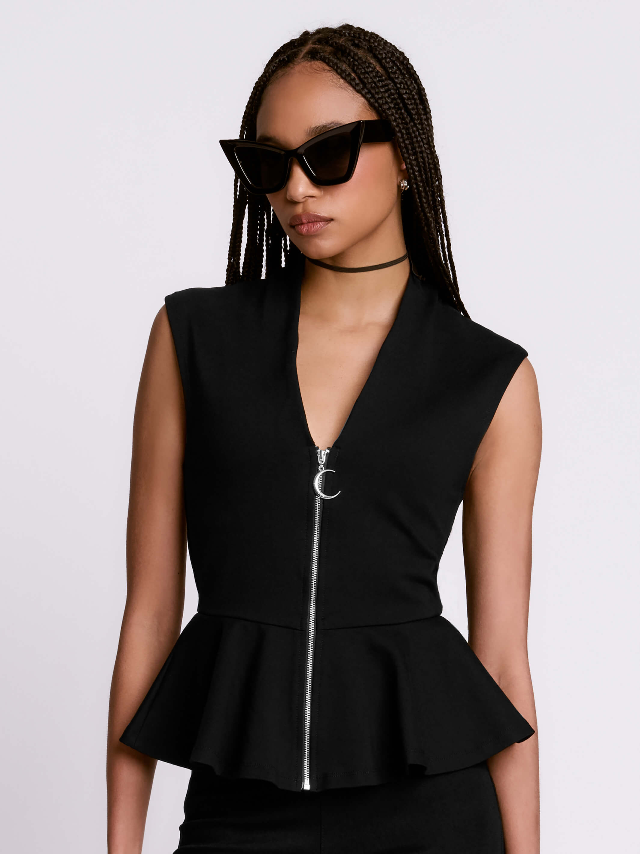 Zip Up Peplum Top