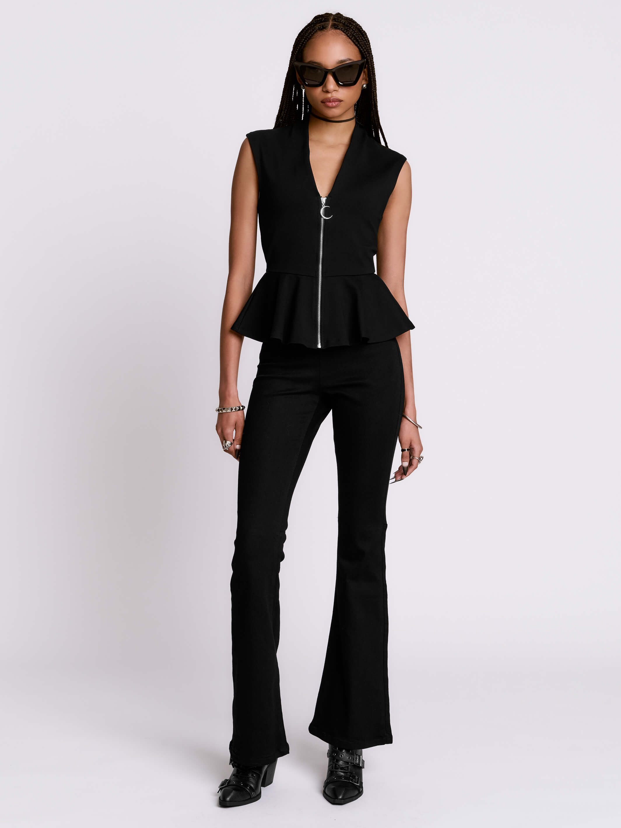 Zip Up Peplum Top