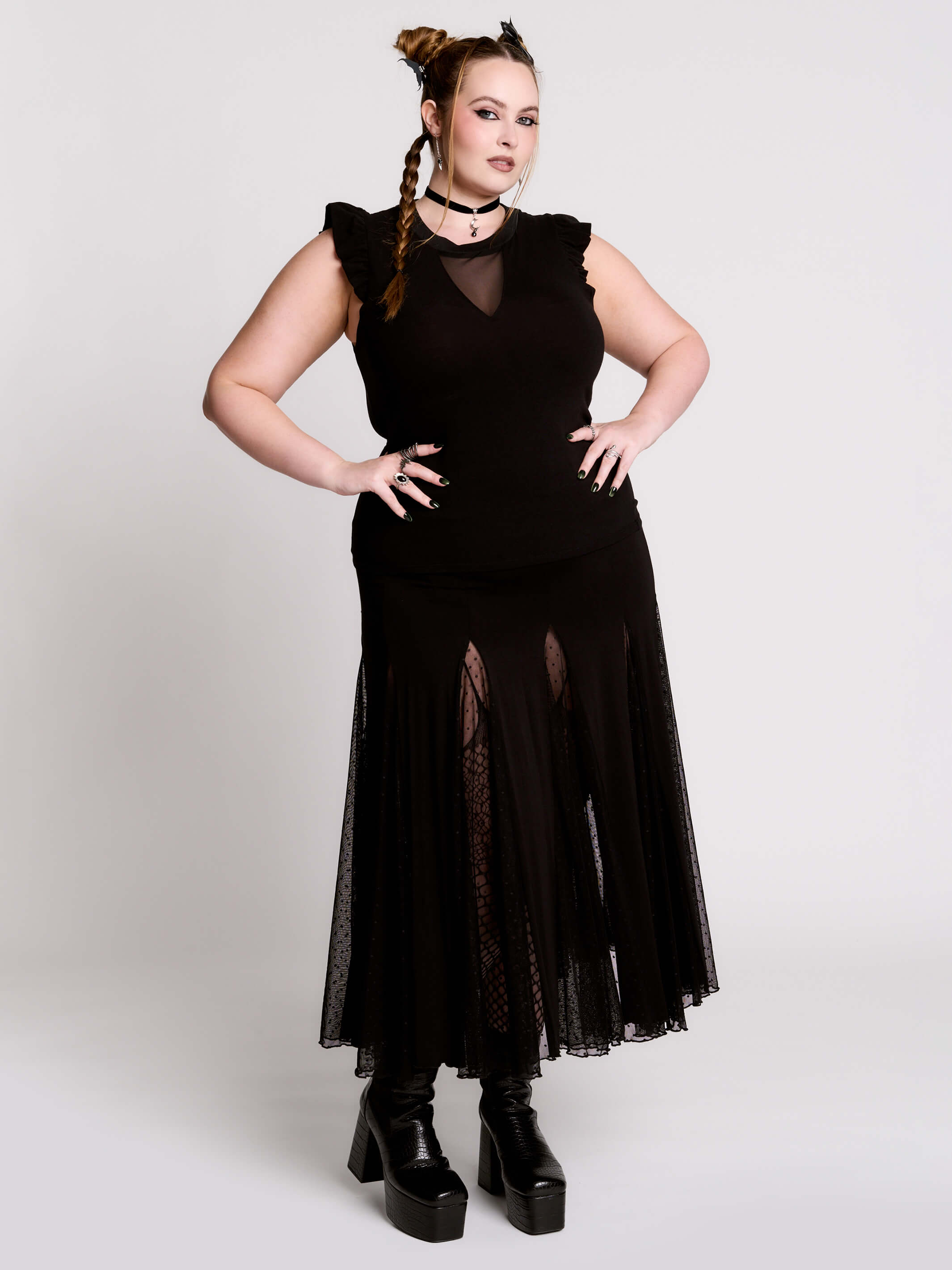 ruffle mesh top