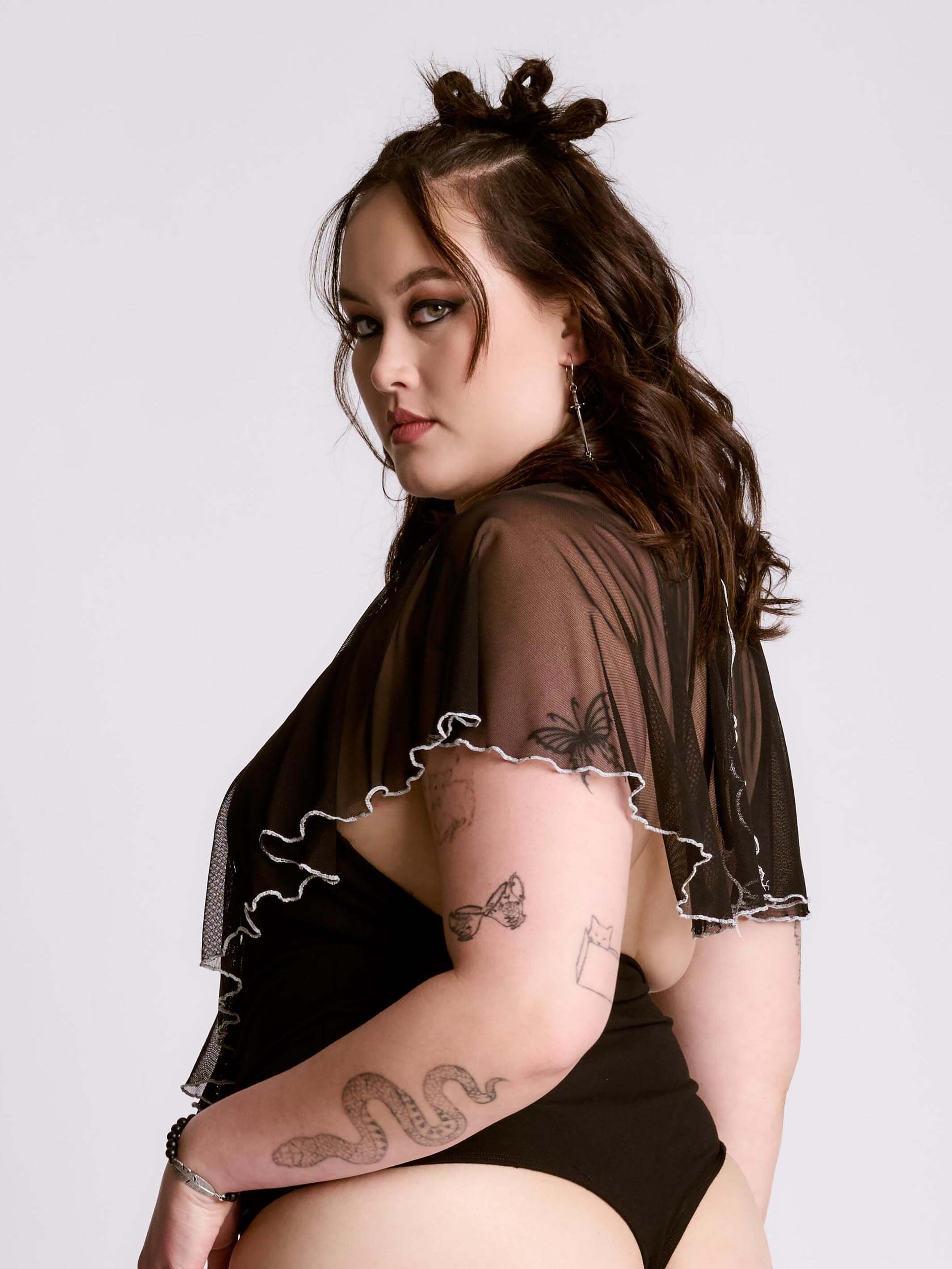 RUFFLE MESH BODYSUIT