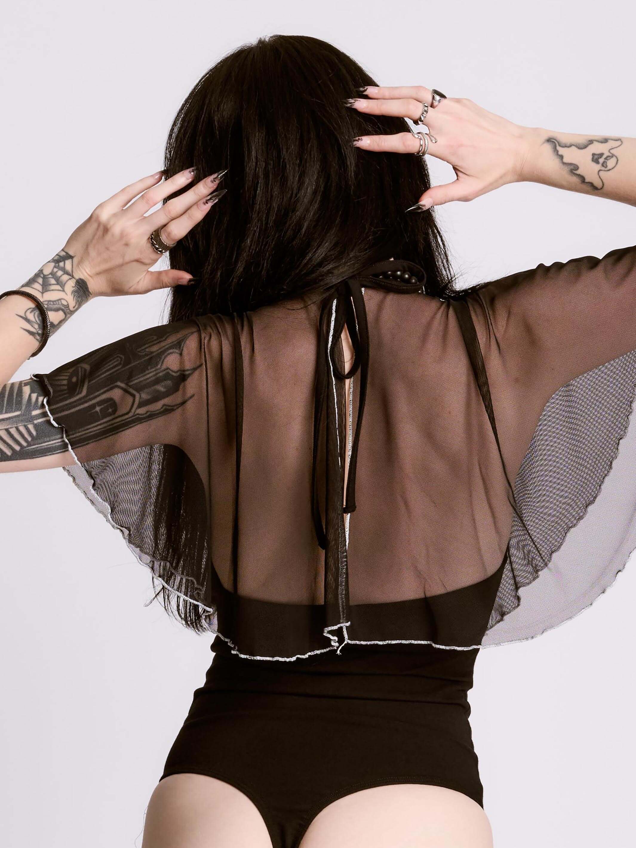 RUFFLE MESH BODYSUIT