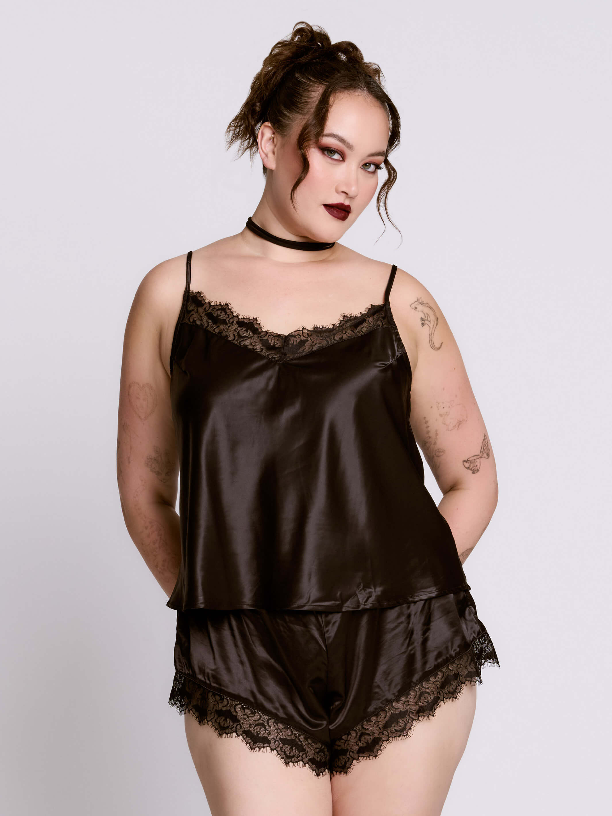 SATIN BAT LACE PJ SET