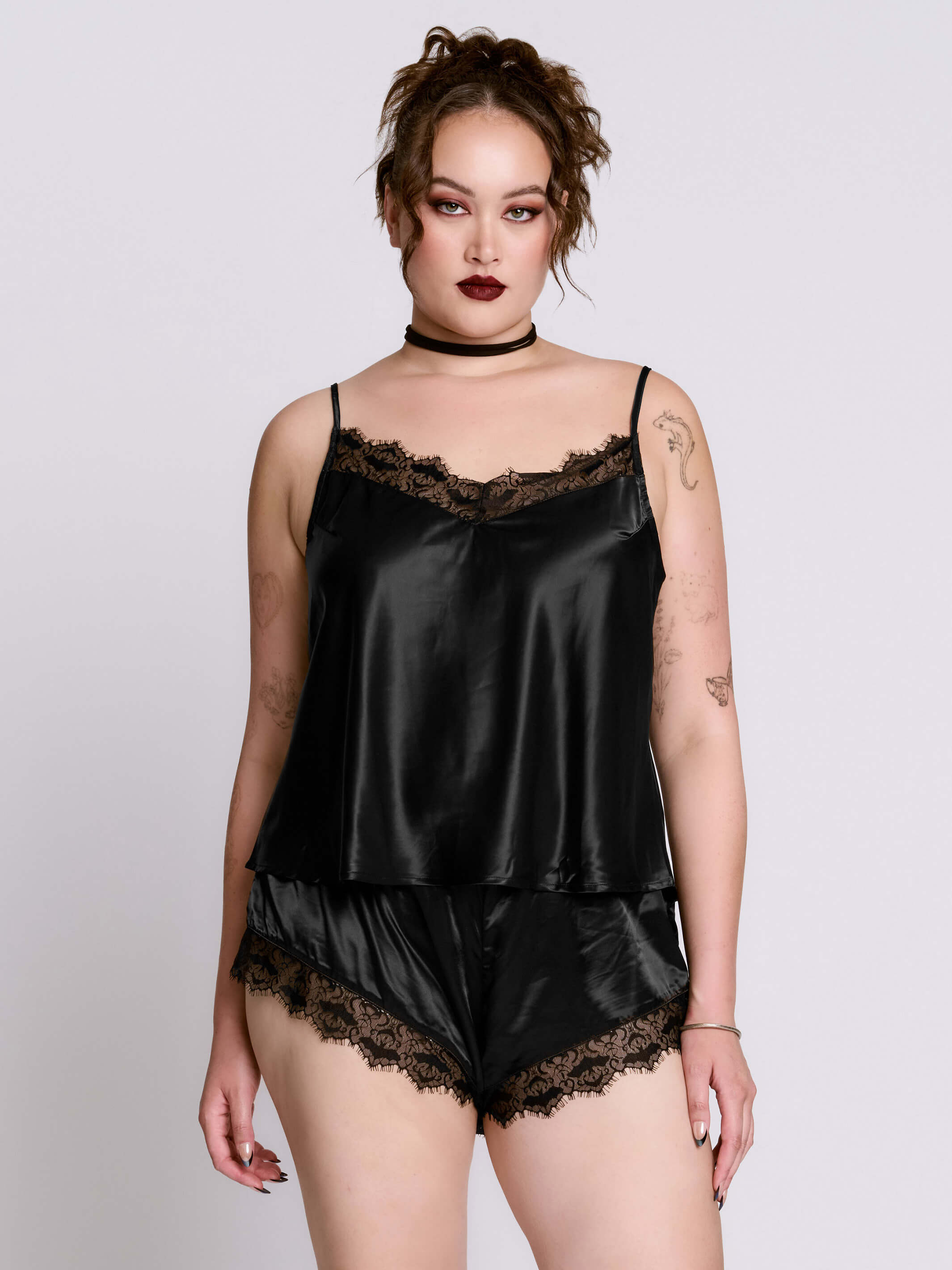 Satin Bat Lace PJ set