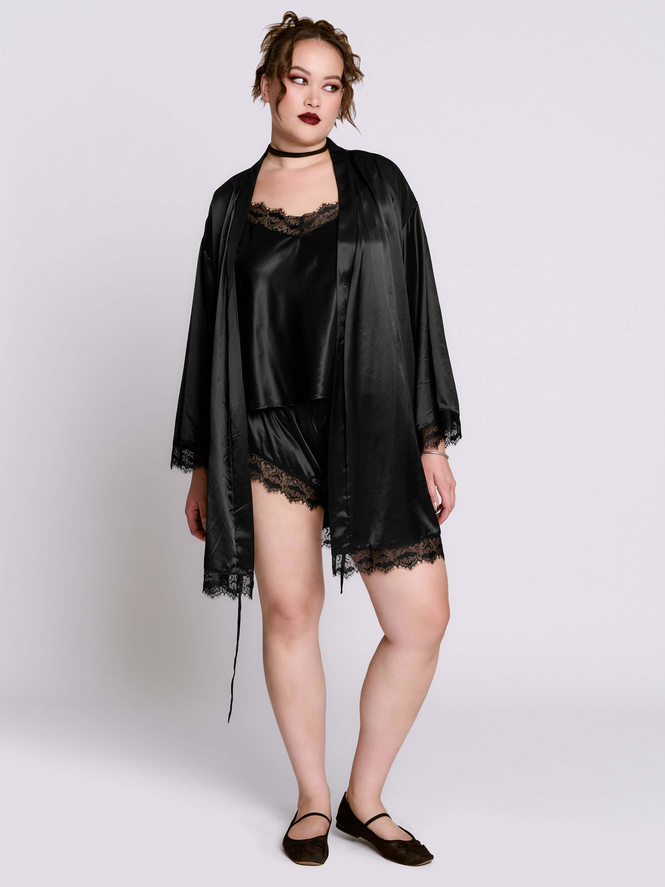 Satin Bat Lace Robe