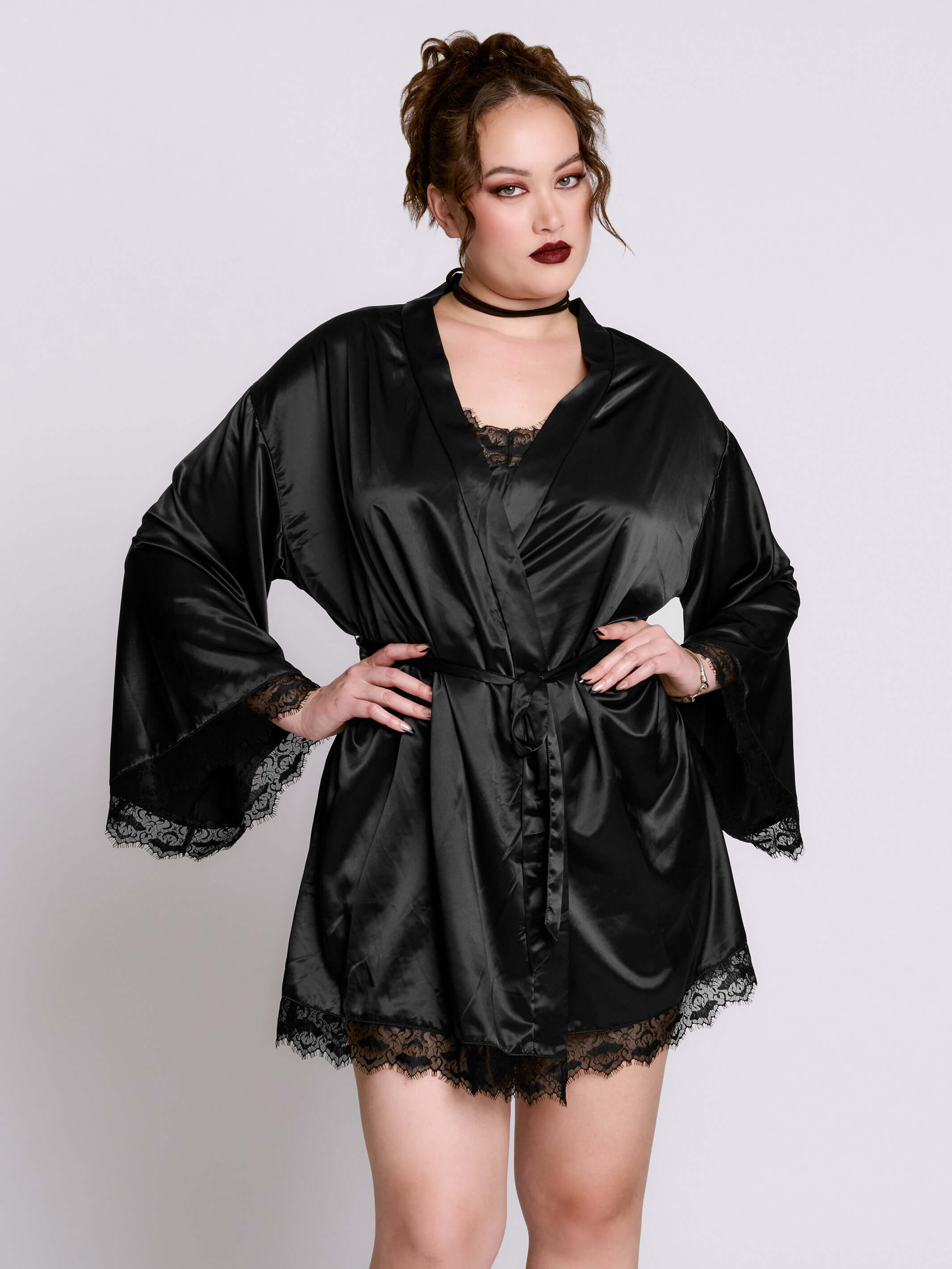 Satin Bat Lace Robe