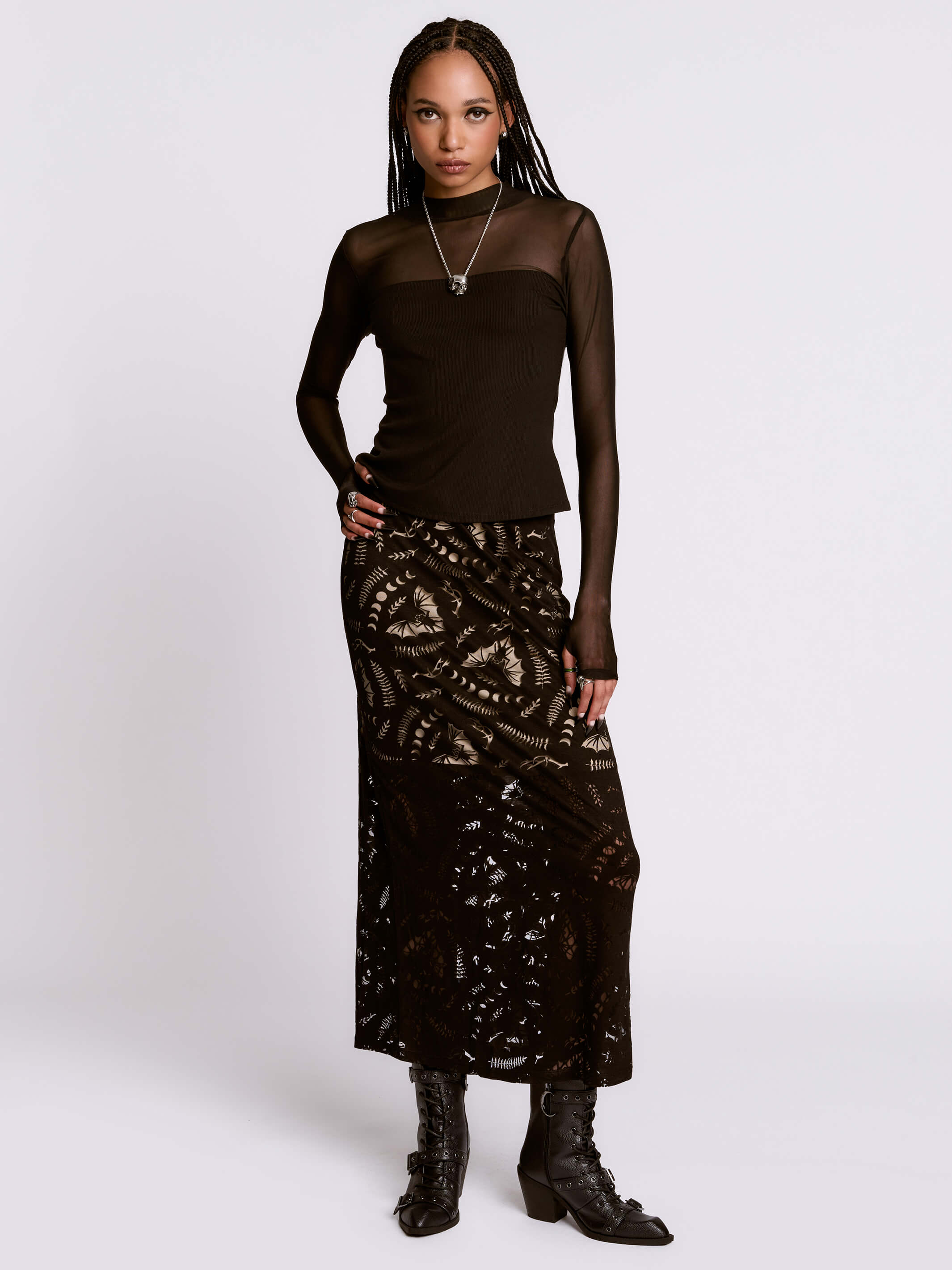 SCORNED BATS MIDI SKIRT