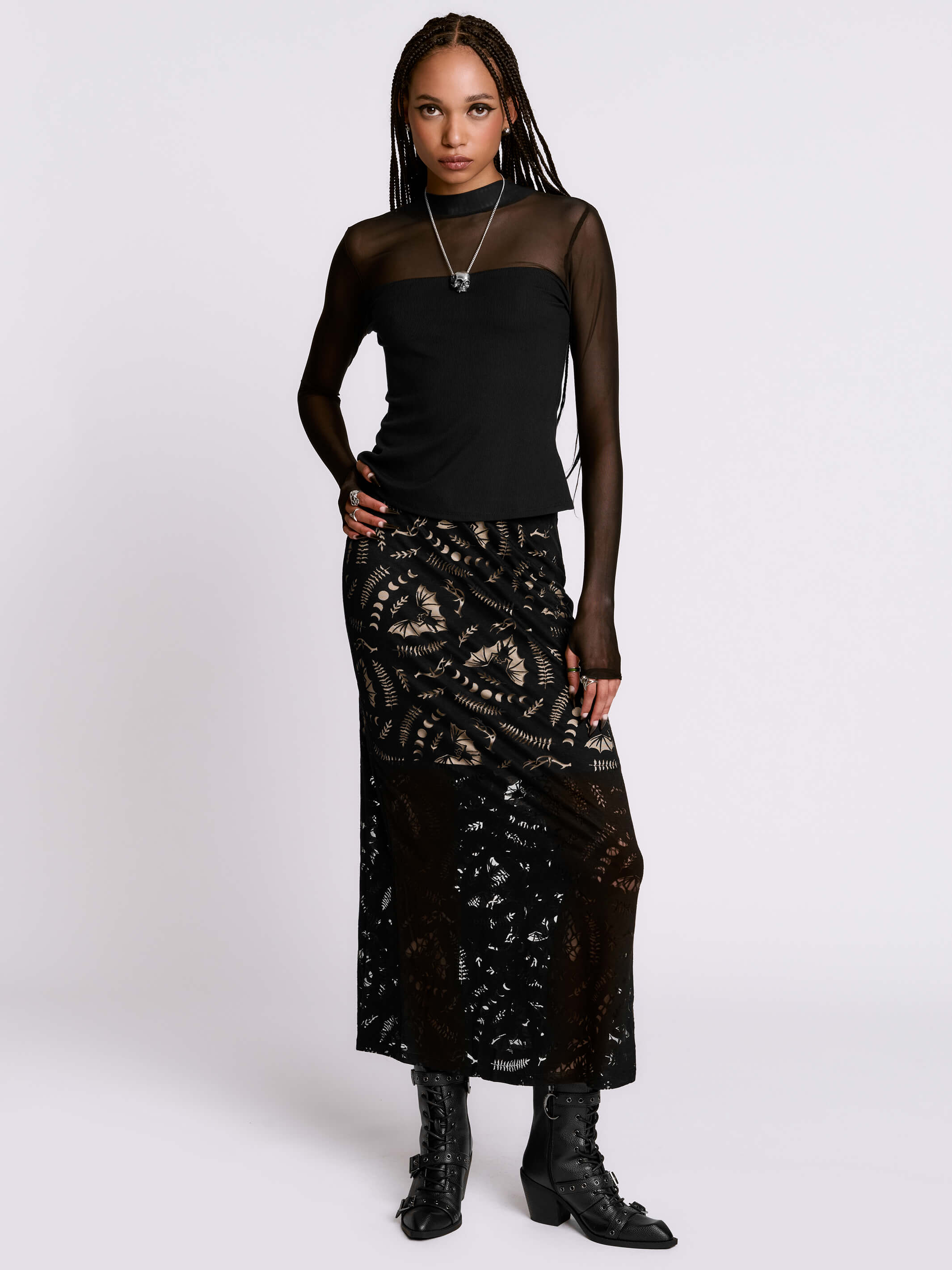 Scorned Bats Midi Skirt