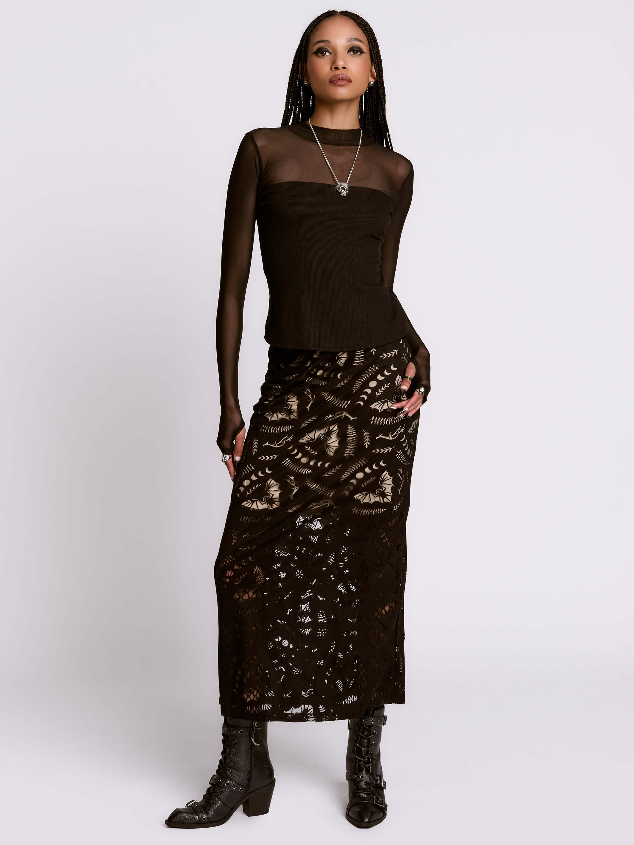 SCORNED BATS MIDI SKIRT