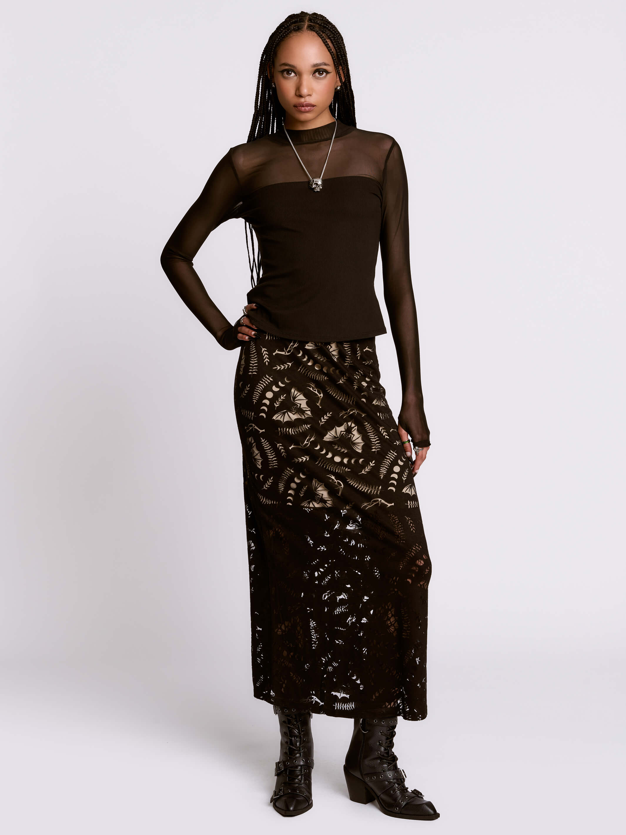 SCORNED BATS MIDI SKIRT