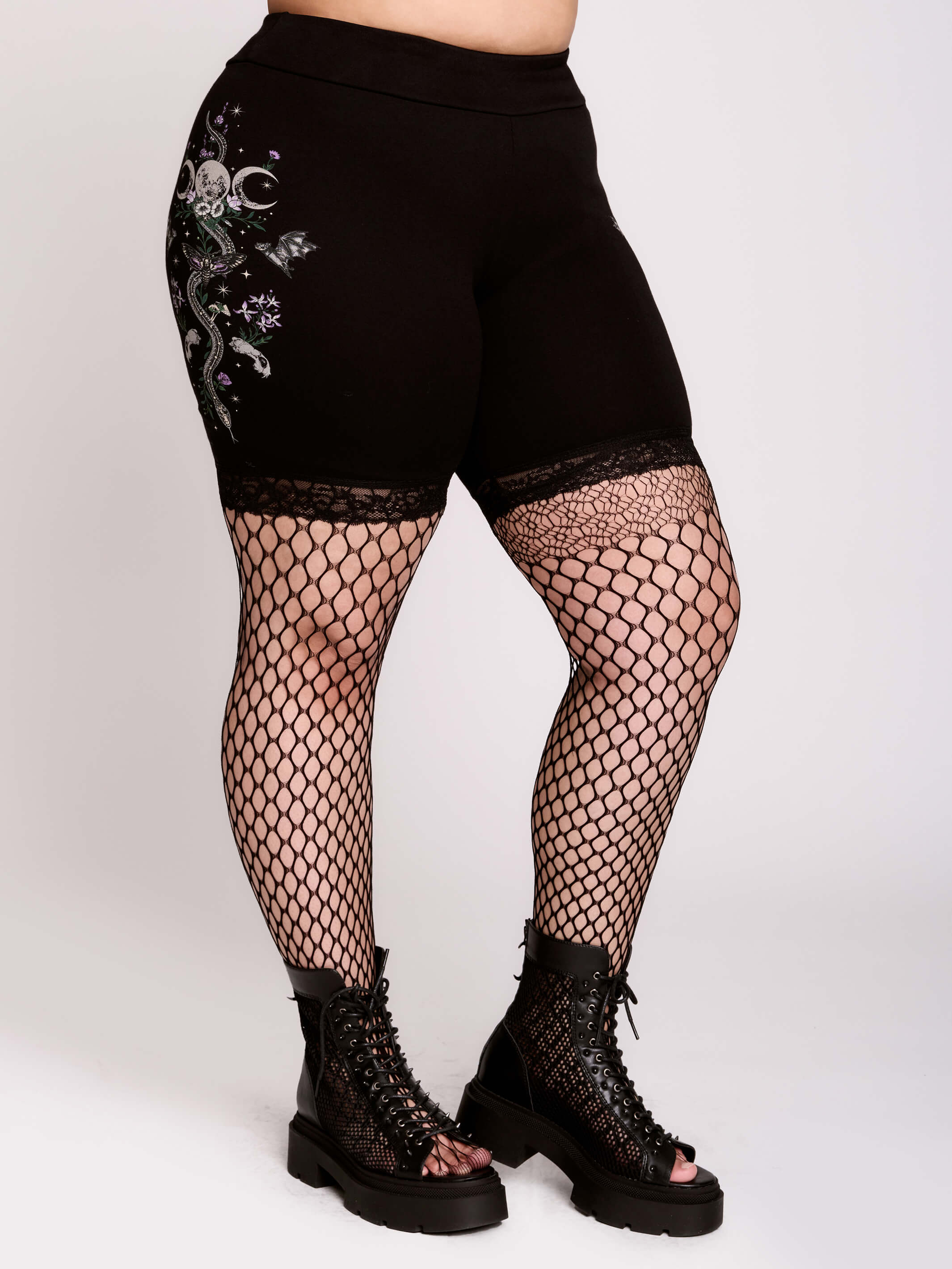 Serpent's Garden Goth Bike Shorts by Midnight Hour – High-Waisted