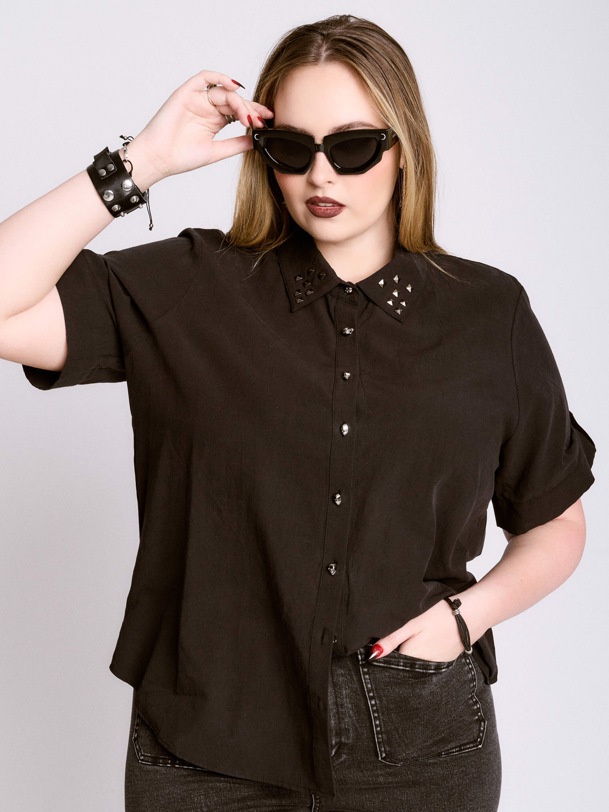 Studded Skull Button Shirt