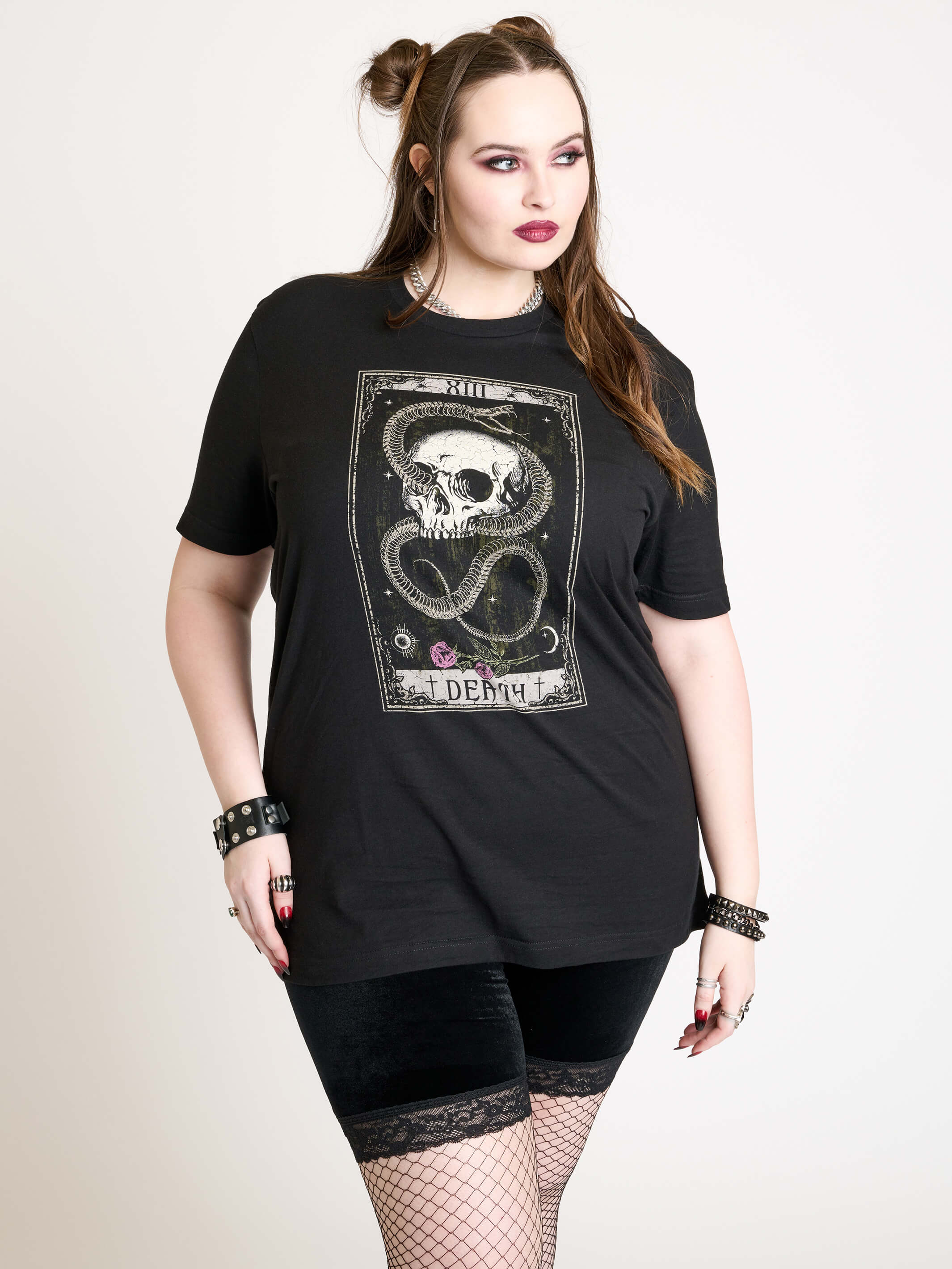SKELETON SNAKE AND SKULL TAROT T-SHIRT