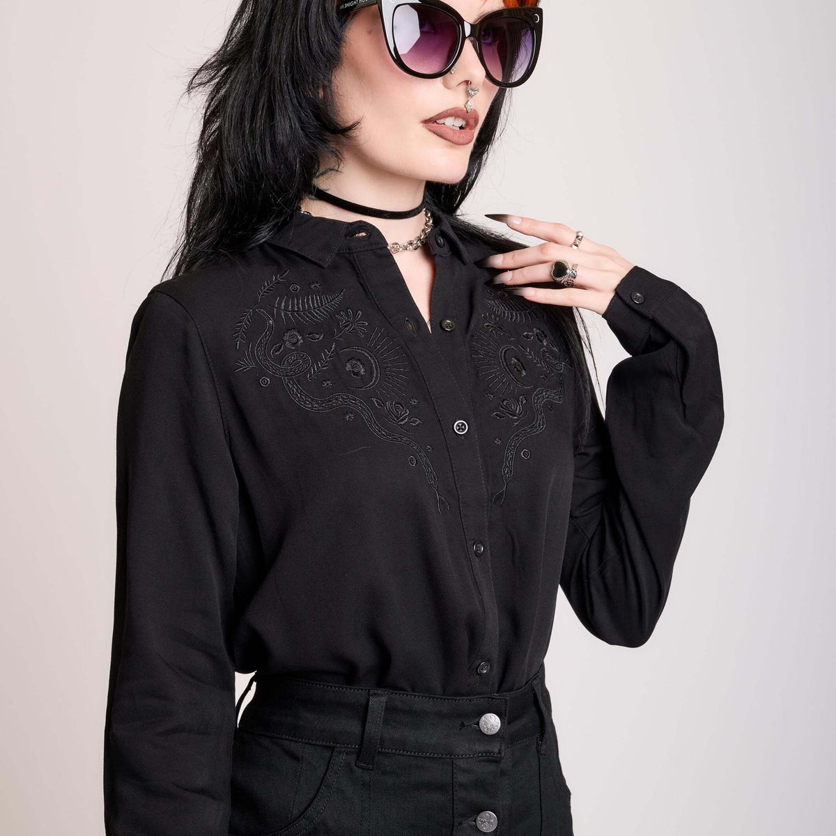 Embroidered Relics Button Up Shirt