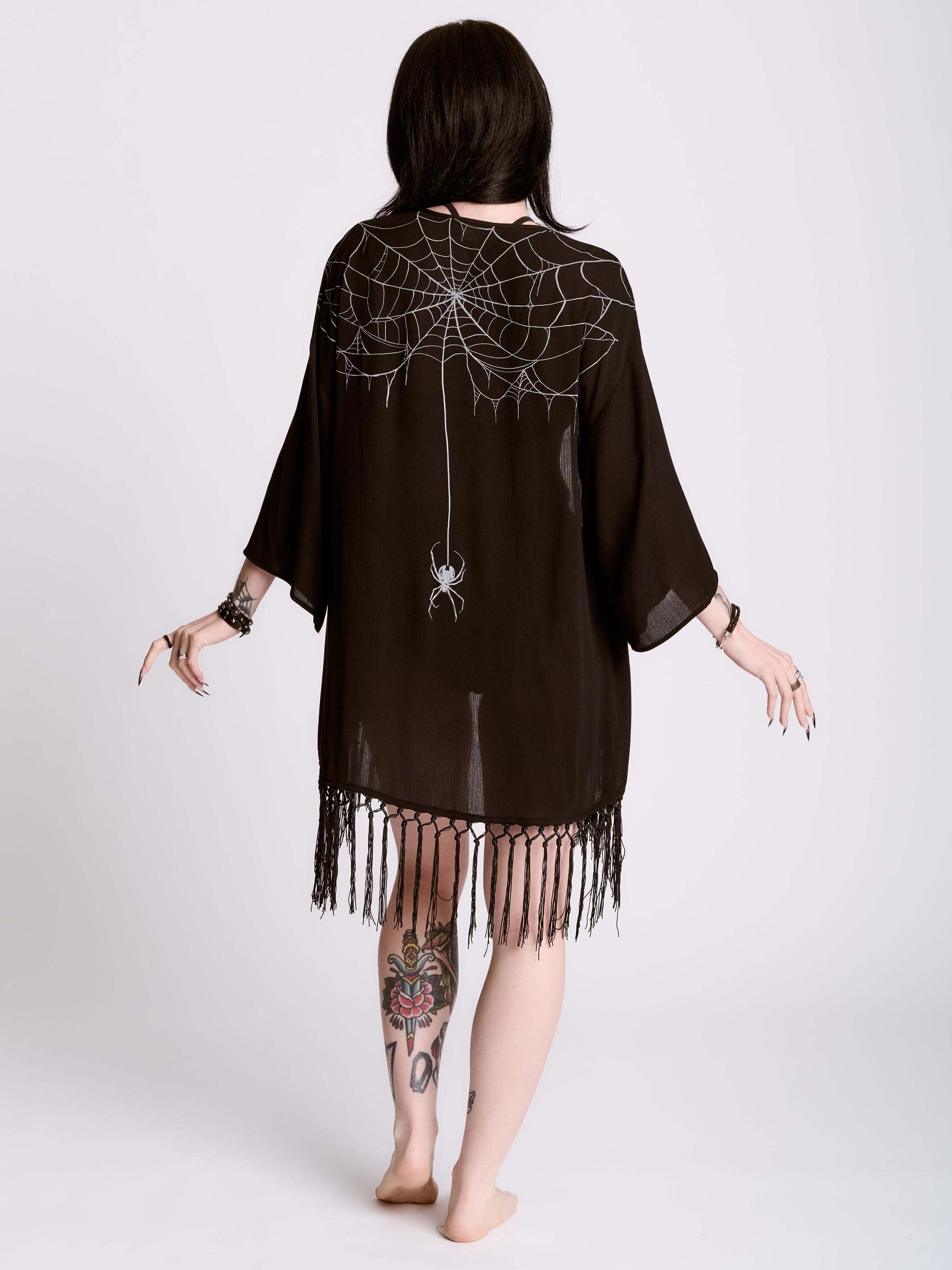 GREY SPIDERWEB KIMONO