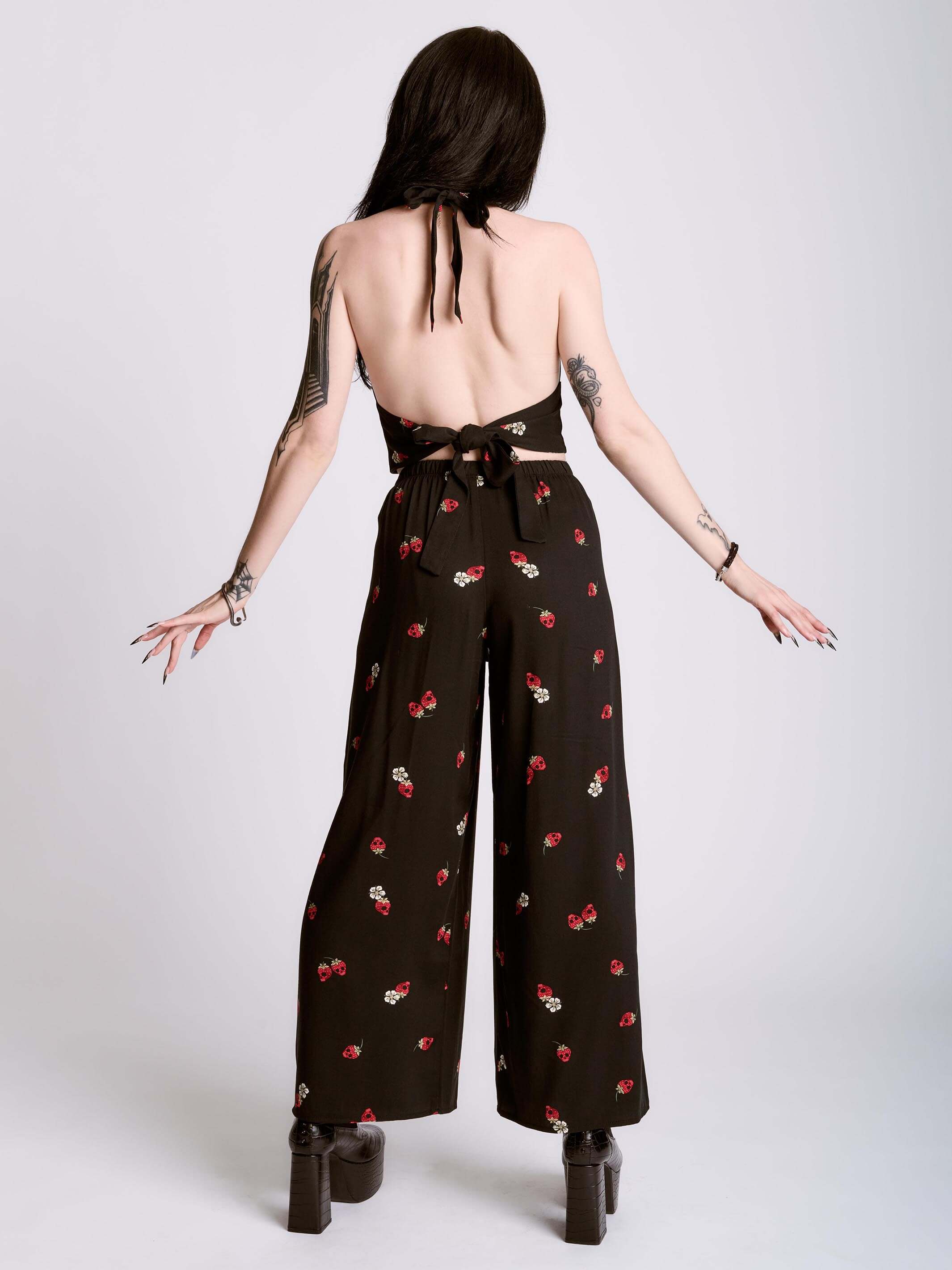 STRAWBERRY SKULL PALAZZO PANTS