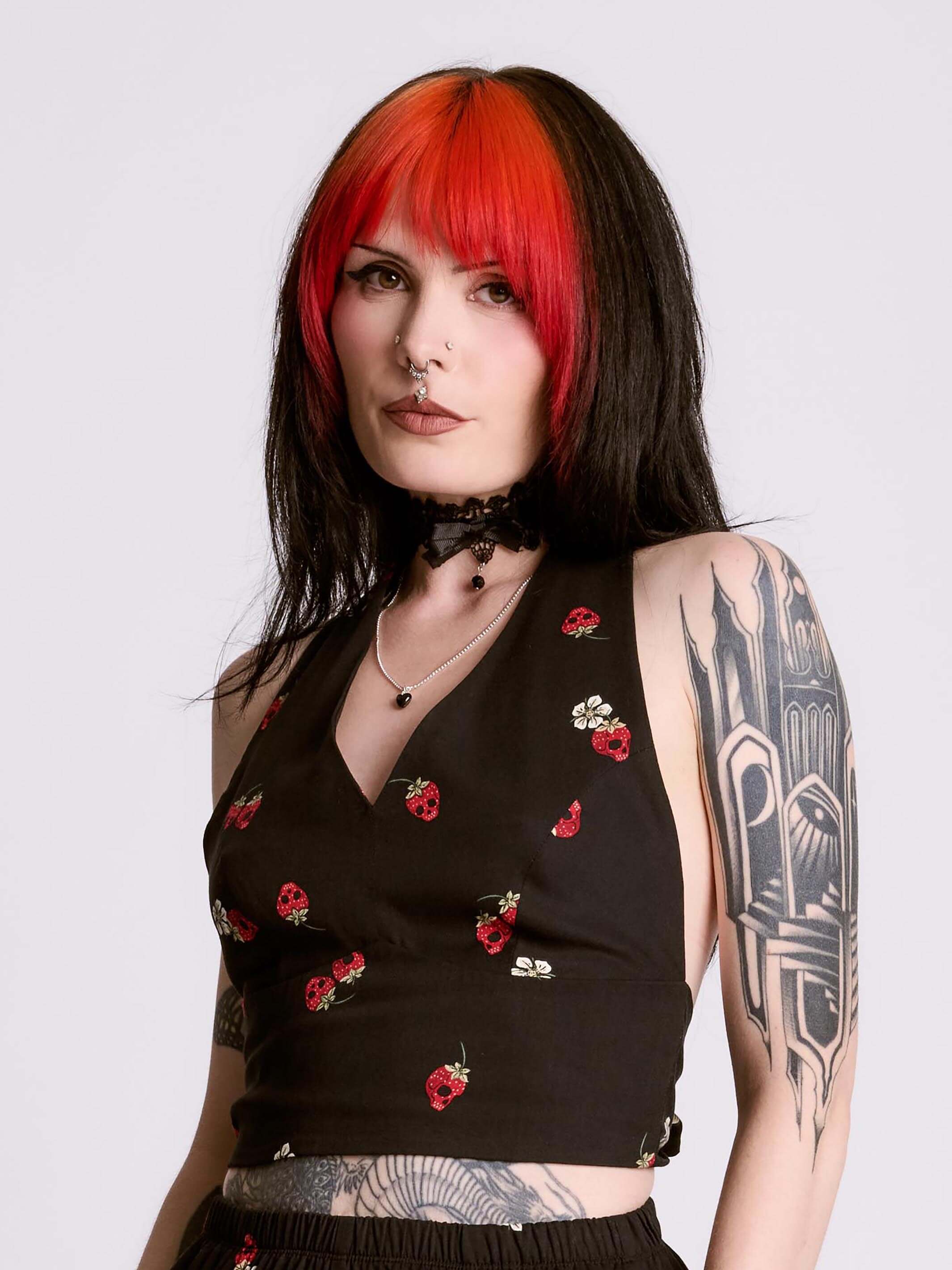 STRAWBERRY Skull Woven Halter