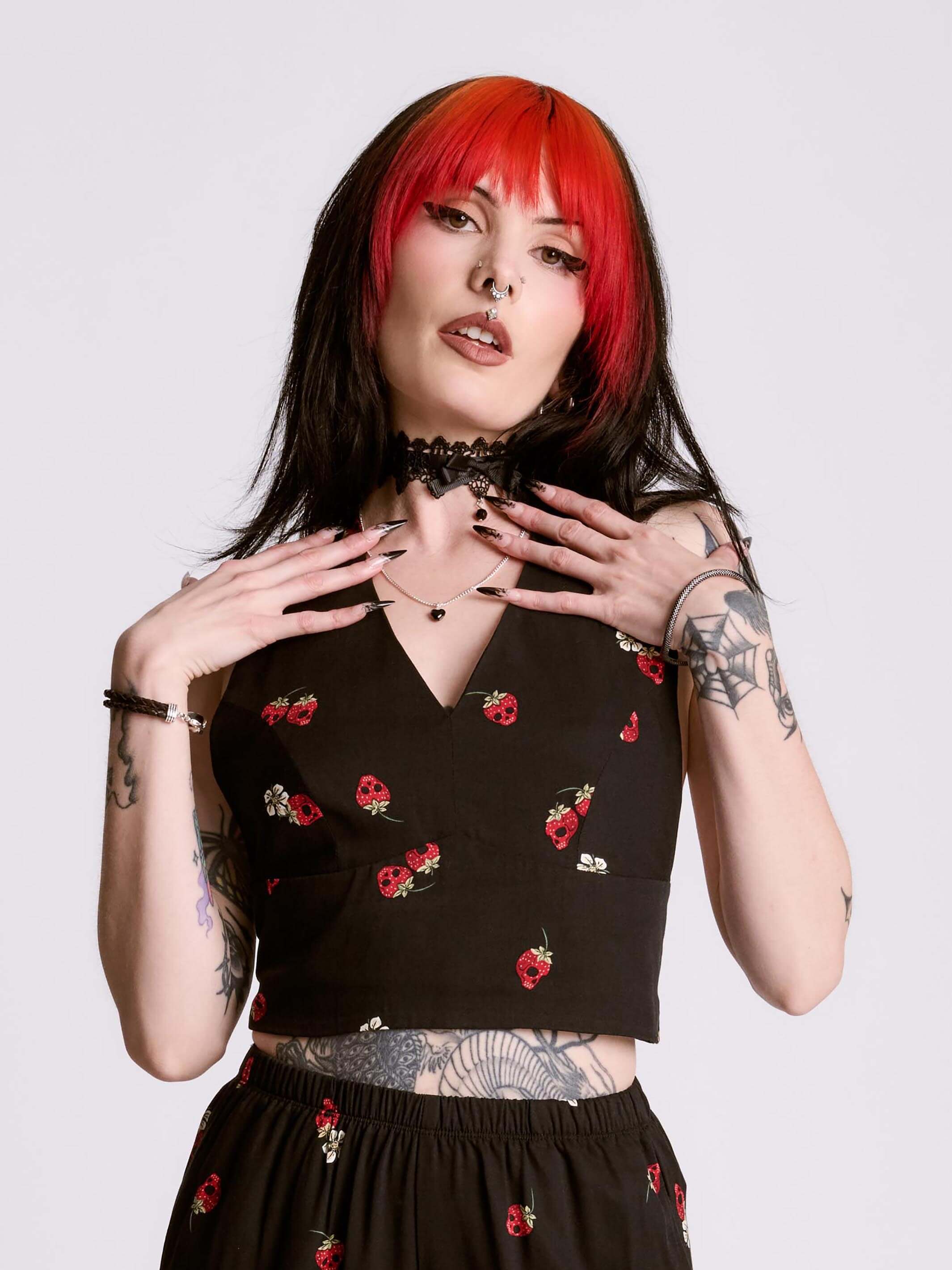 STRAWBERRY Skull Woven Halter