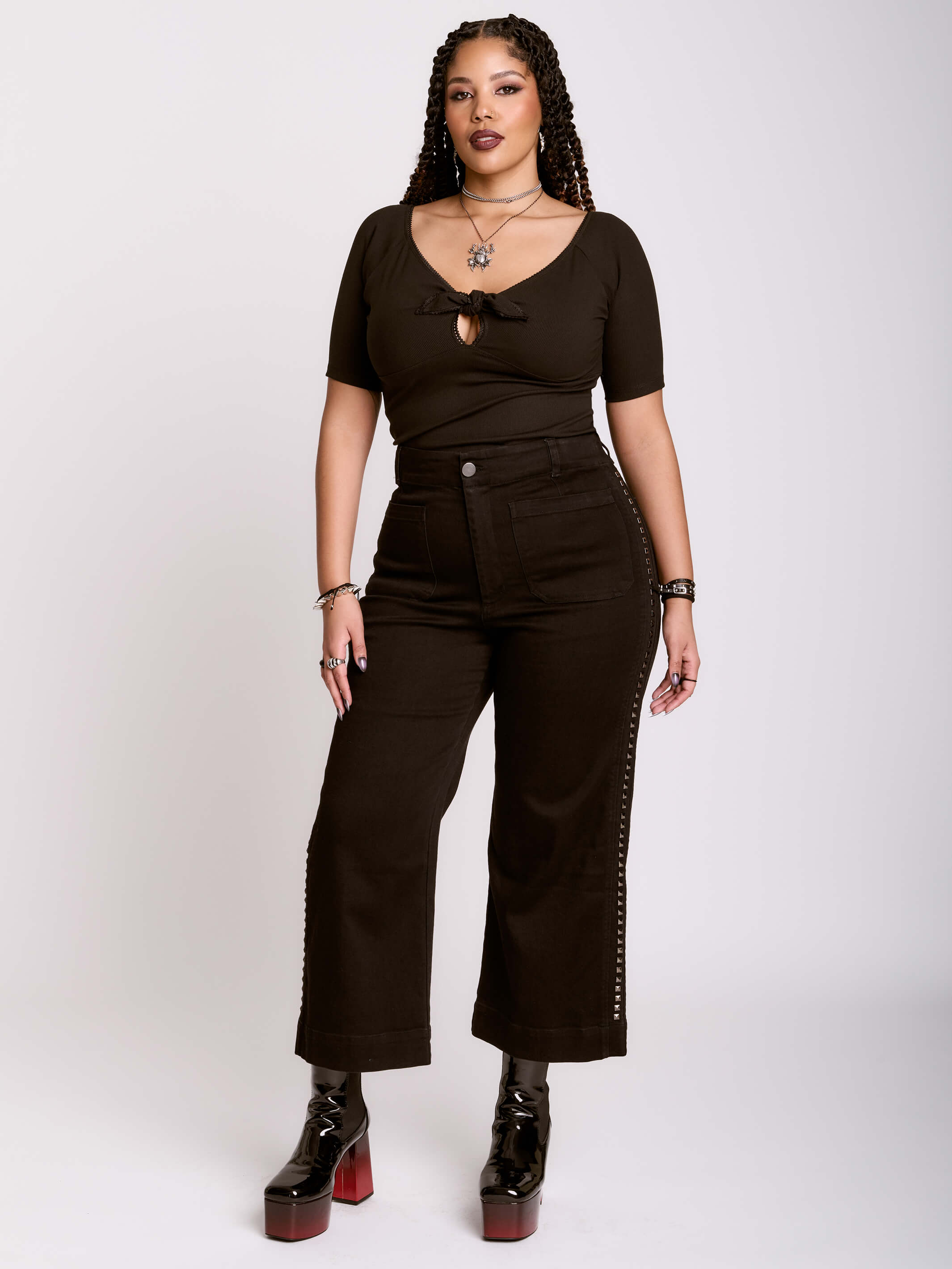 Studded Wide Leg Jeans