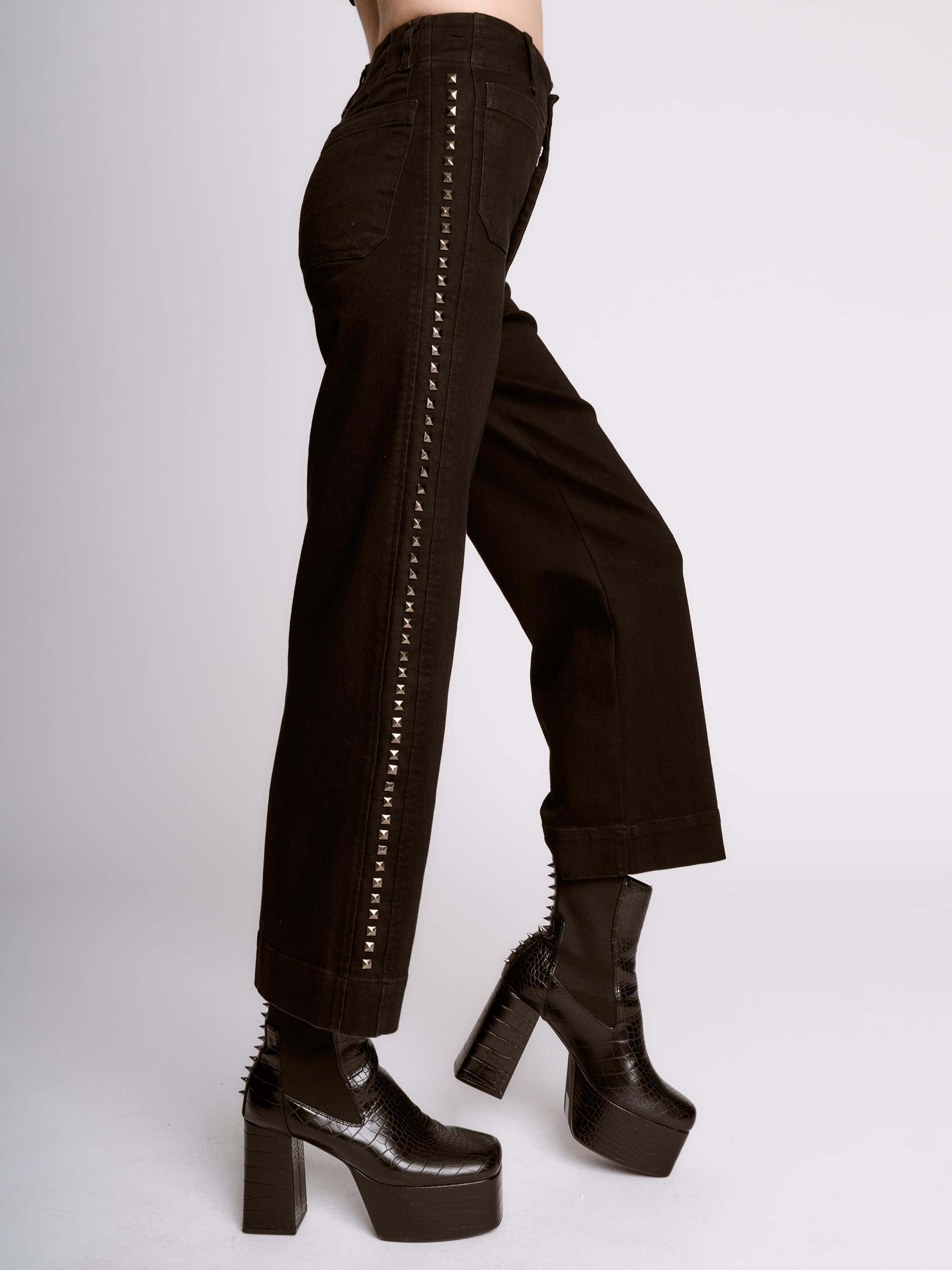 PYRAMID STUDDED DENIM PANTS