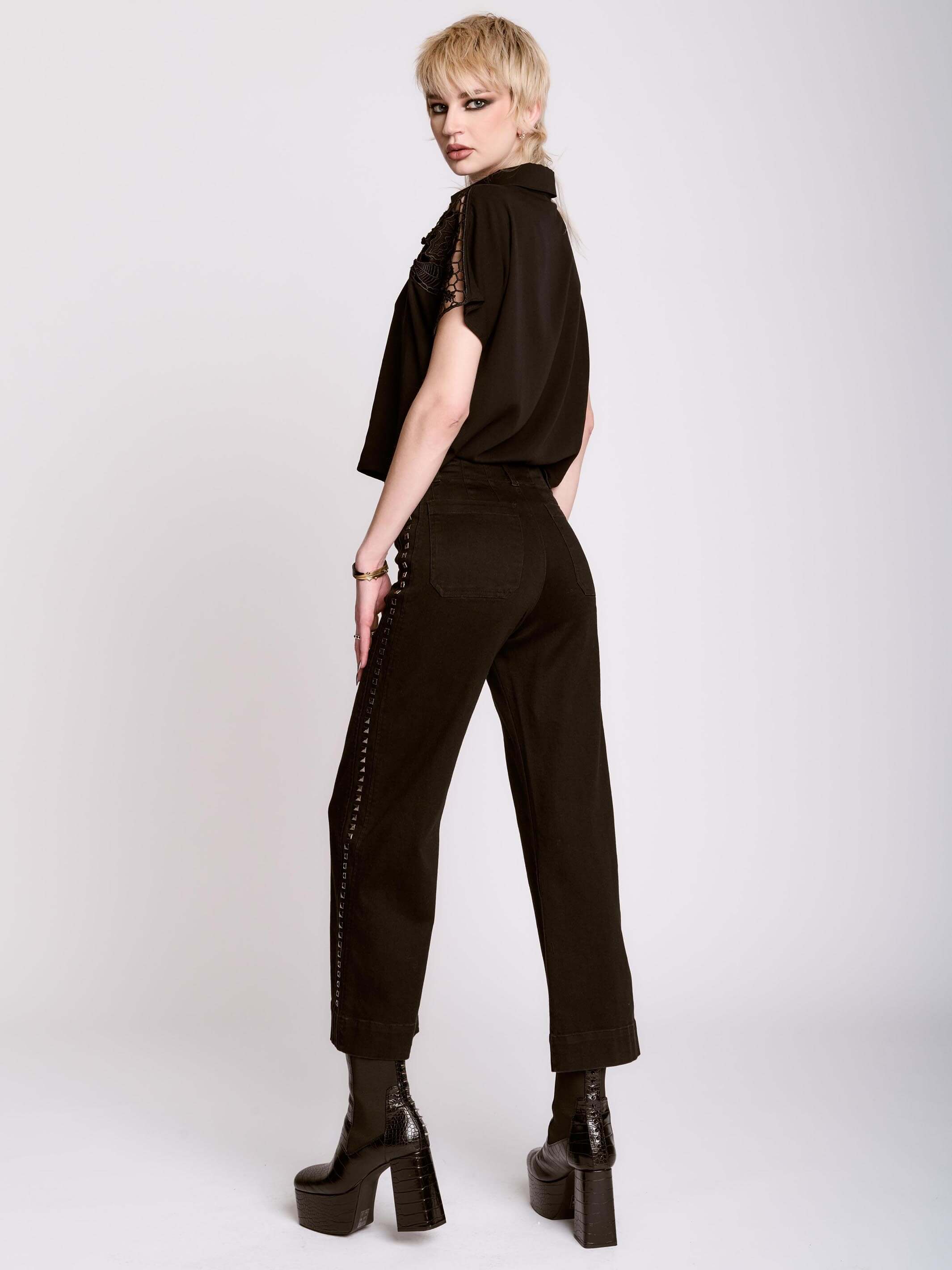 PYRAMID STUDDED DENIM PANTS