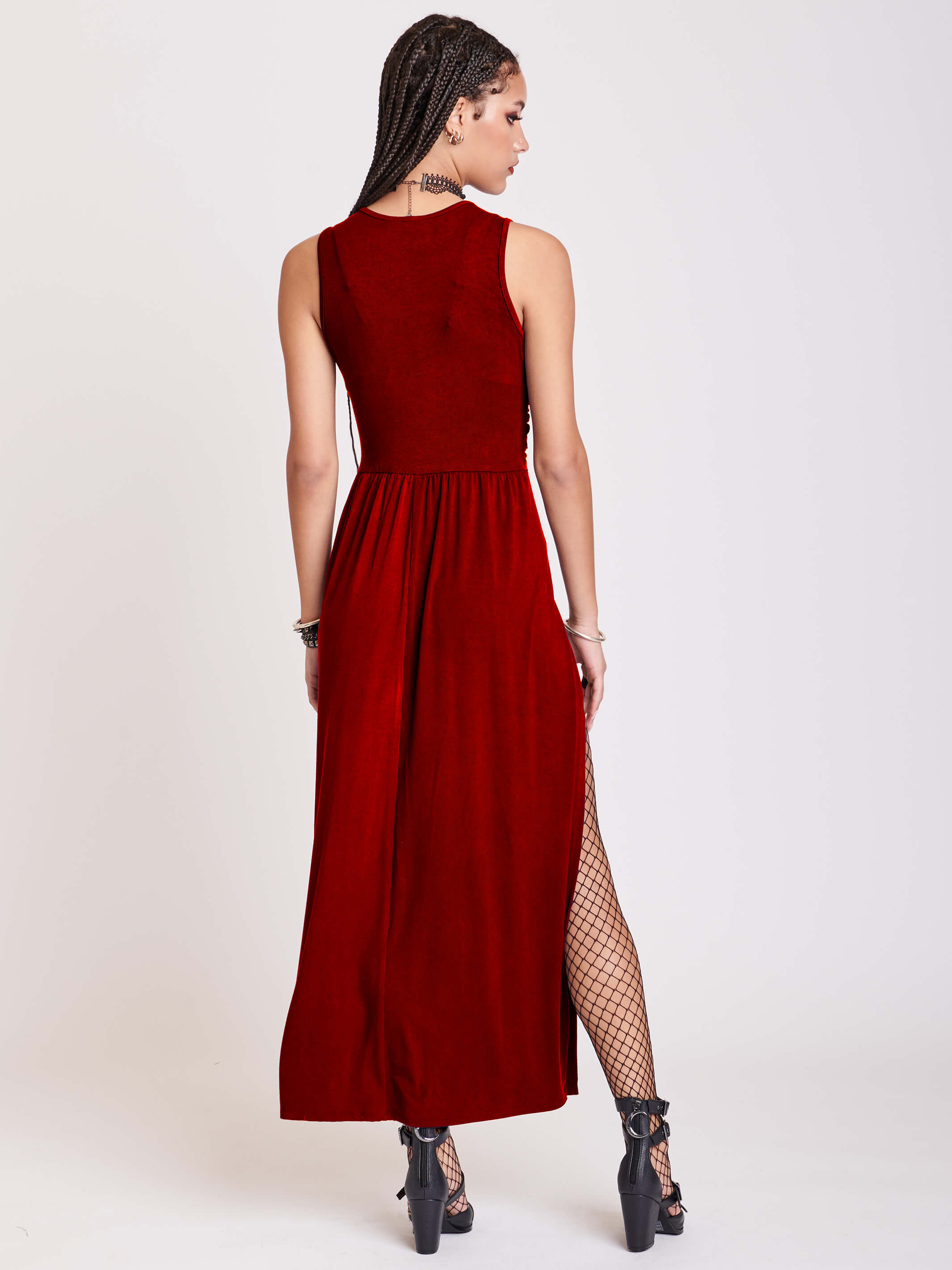 RED TWIST FRONT DRESS
