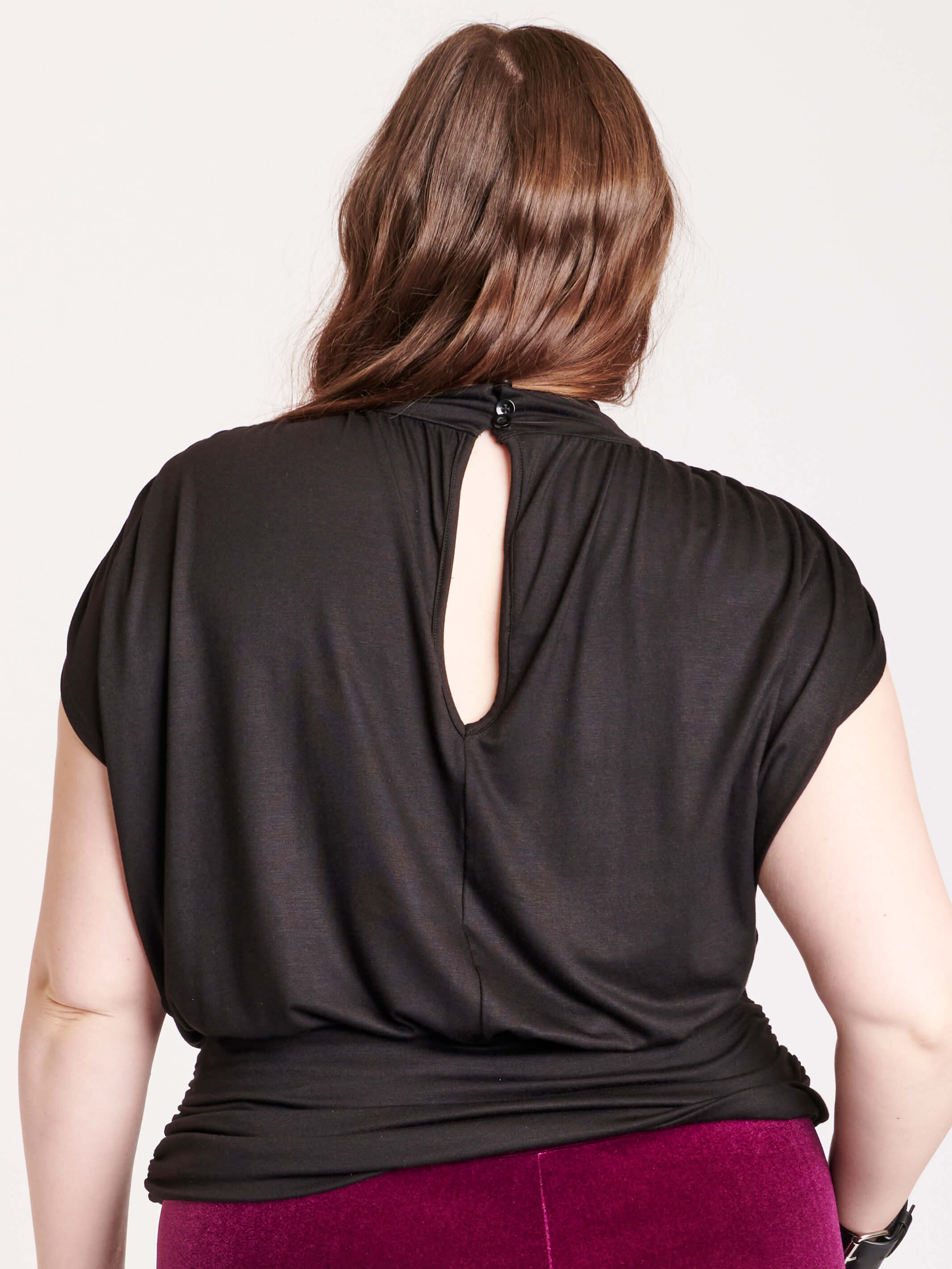 Shirred mock high neck top