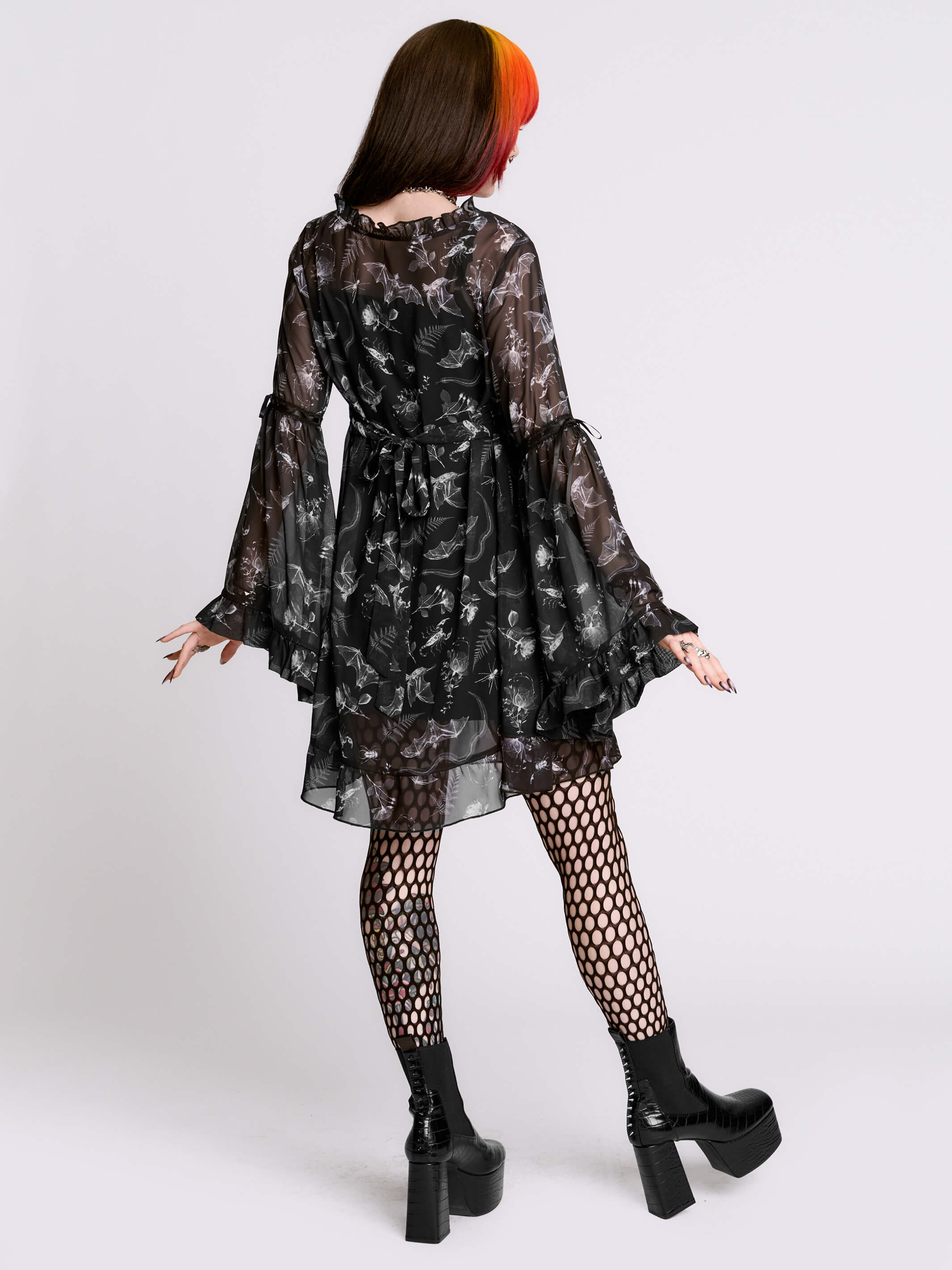 XRAY BAT CHIFFON DRESS